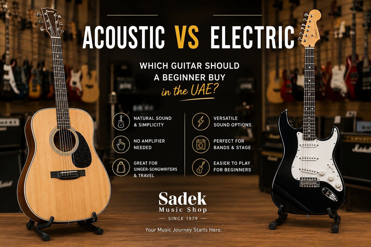 Acoustic vs. Electric Guitar: Which One Should a Beginner Buy in the UAE?