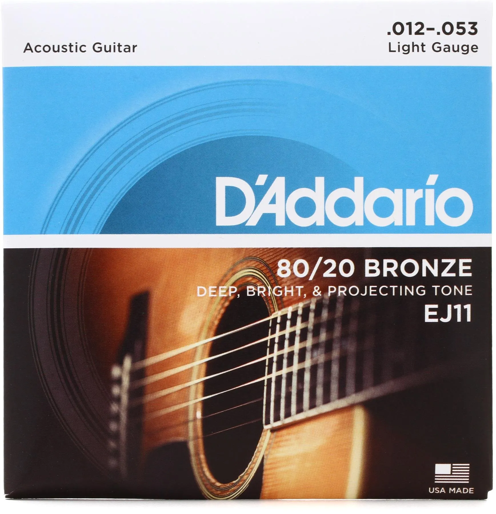 D'Addario EJ11 80/20 Bronze Acoustic Guitar Strings Light - 12-53