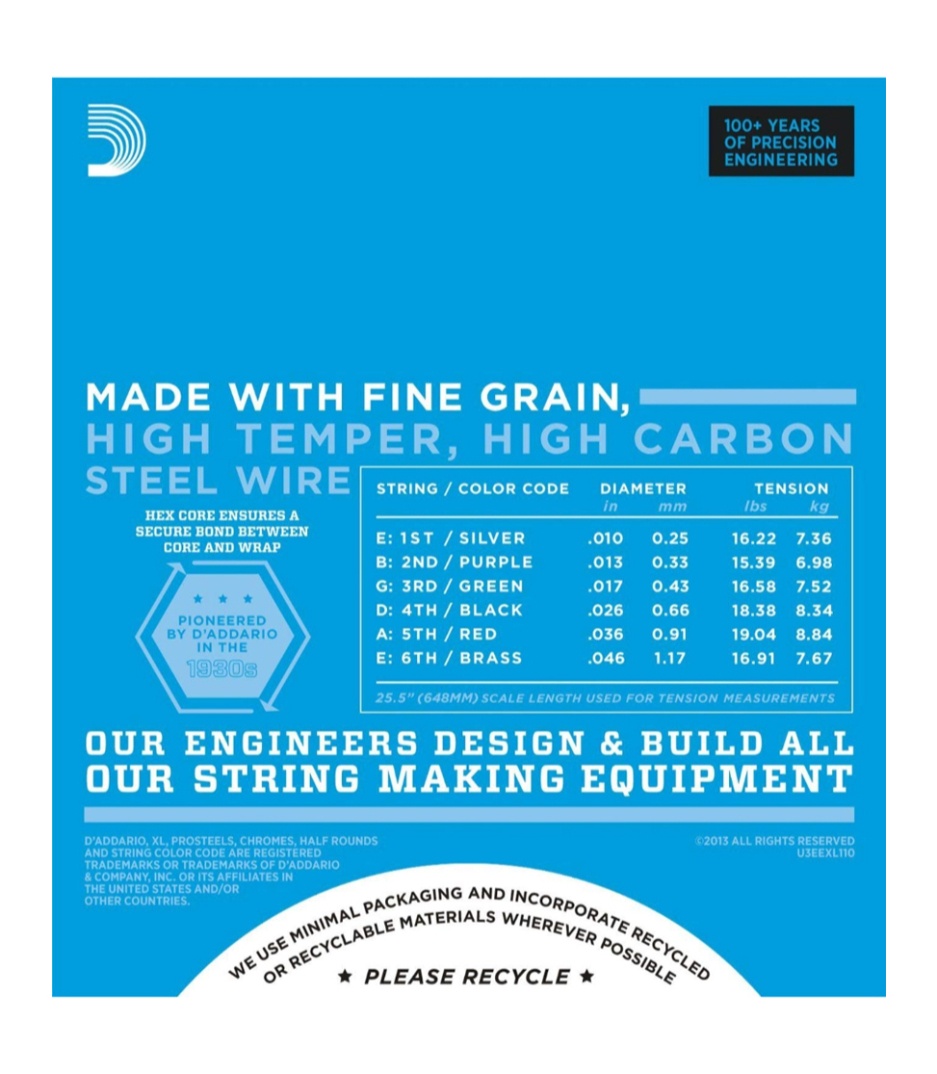 D'Addario EXL110 Nickel Wound Electric Guitar String Regular Light - 10-46