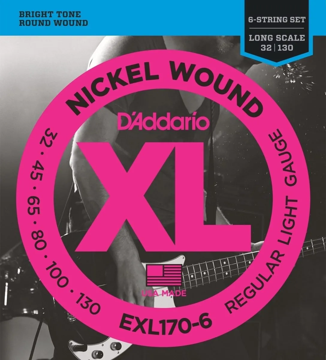 D'Addario EXL170-6 Nickel Wound Long Scale Bass 6-String Regular Light - 32-130