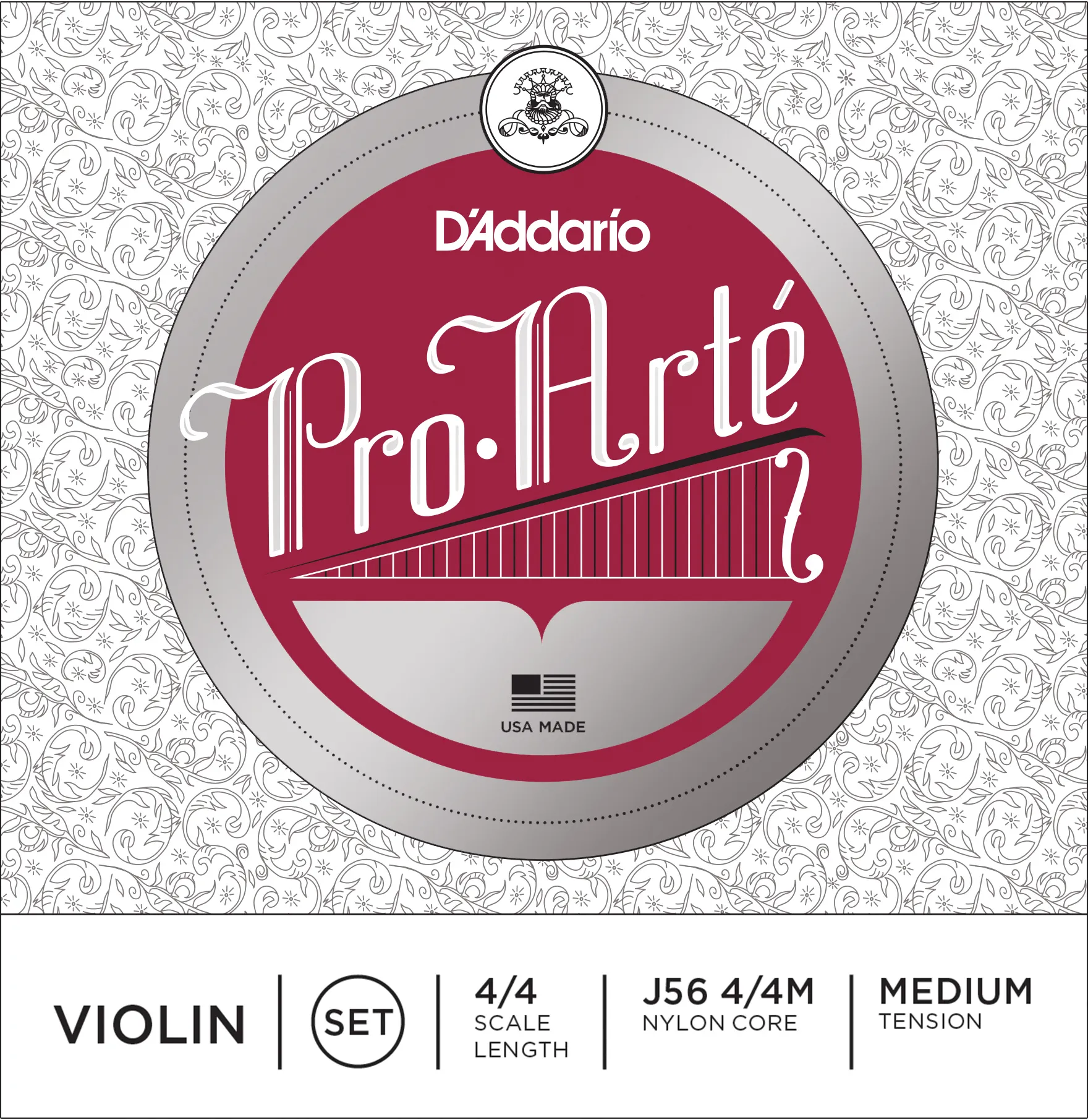 D'Addario J56W 4/4M Pro-Arte Violin String Set - 4/4 Scale - Medium Tension