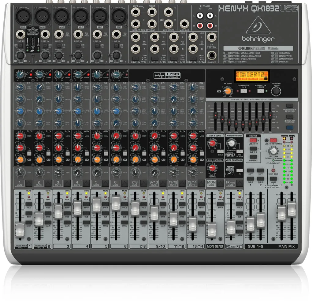 Behringer Xenyx QX1832USB Mixer with USB and Effects - 18 Channels