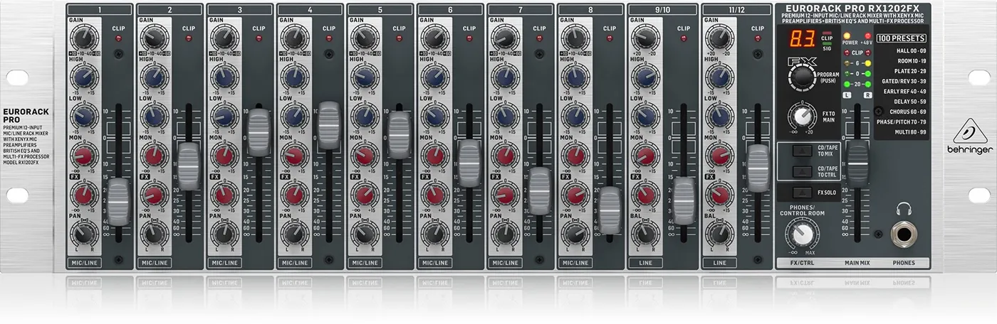 Behringer Eurorack Pro RX1202FX Rackmount Mixer with Effects