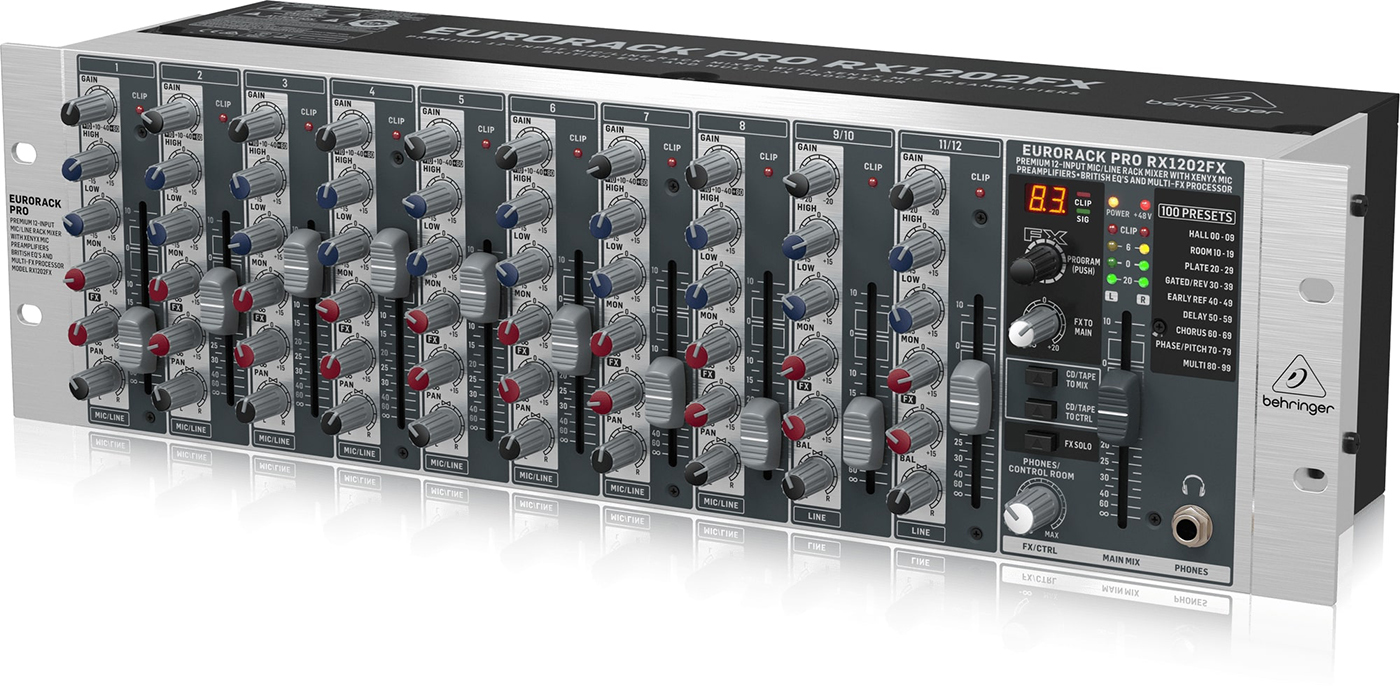 Behringer Eurorack Pro RX1202FX Rackmount Mixer with Effects