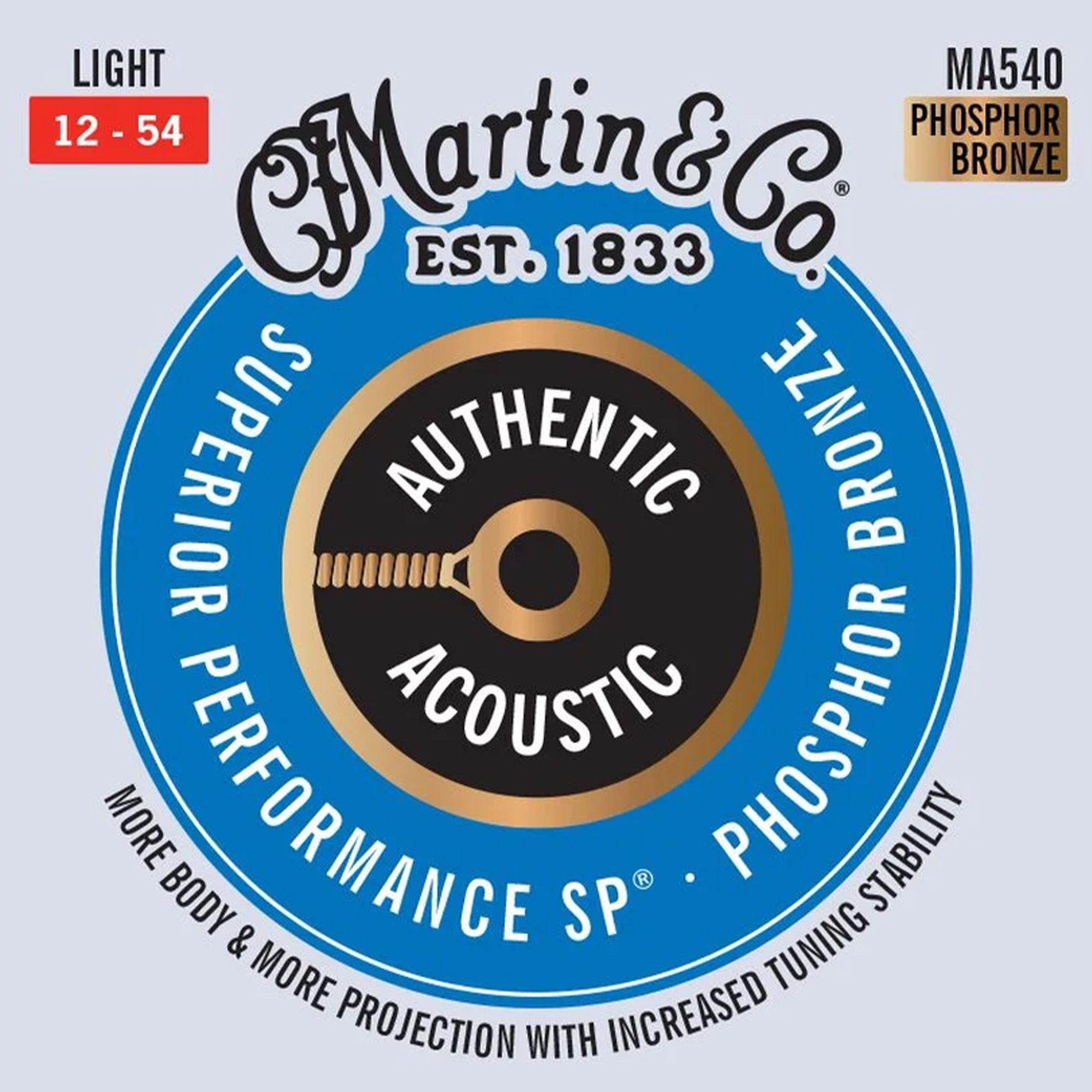 Martin Strings 25-SETS Authentic Acoustic Guitar Superior Performance 92/8 Phosphor Bronze Light - 012-.054