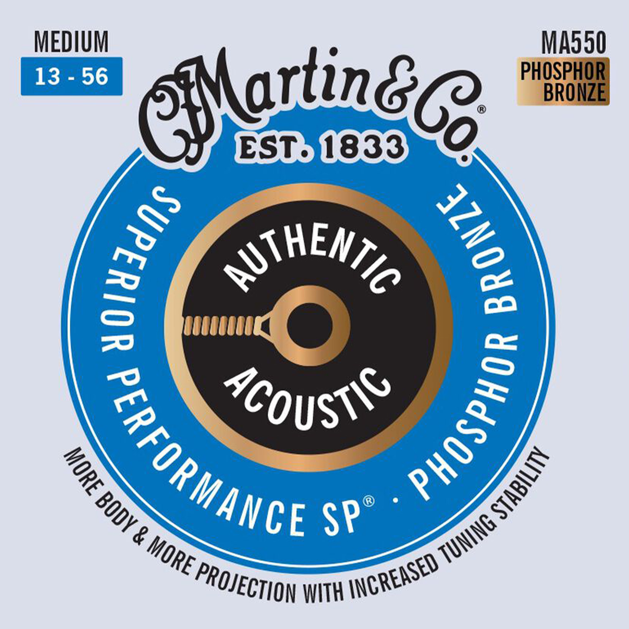 Martin Strings 25-SETS Authentic Acoustic Guitar Strings Superior Performance 92/8 Phosphor Bronze Medium - 013-.056 -
