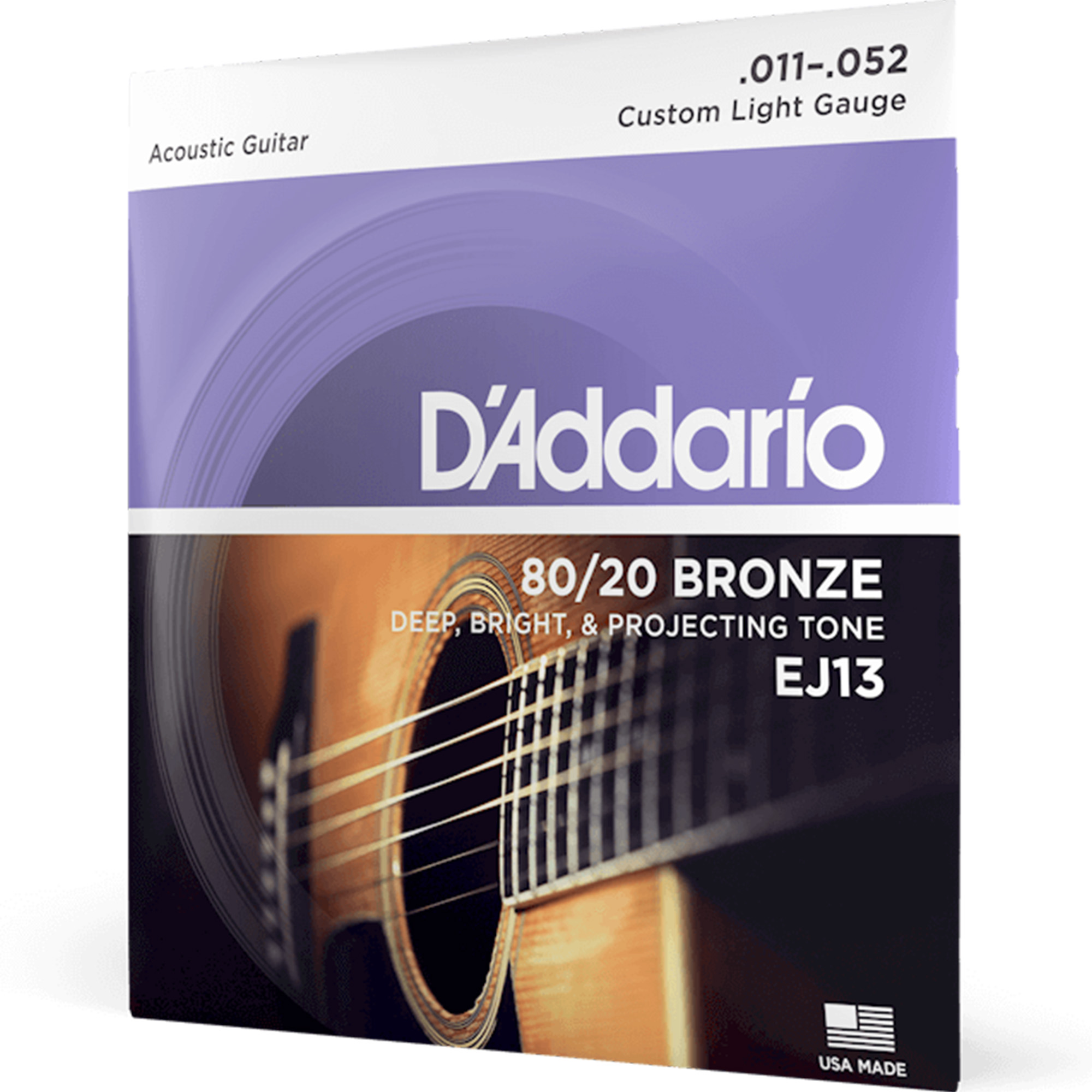 D'Addario EJ13 80/20 Bronze Acoustic Guitar Strings Custom Light - 11-52