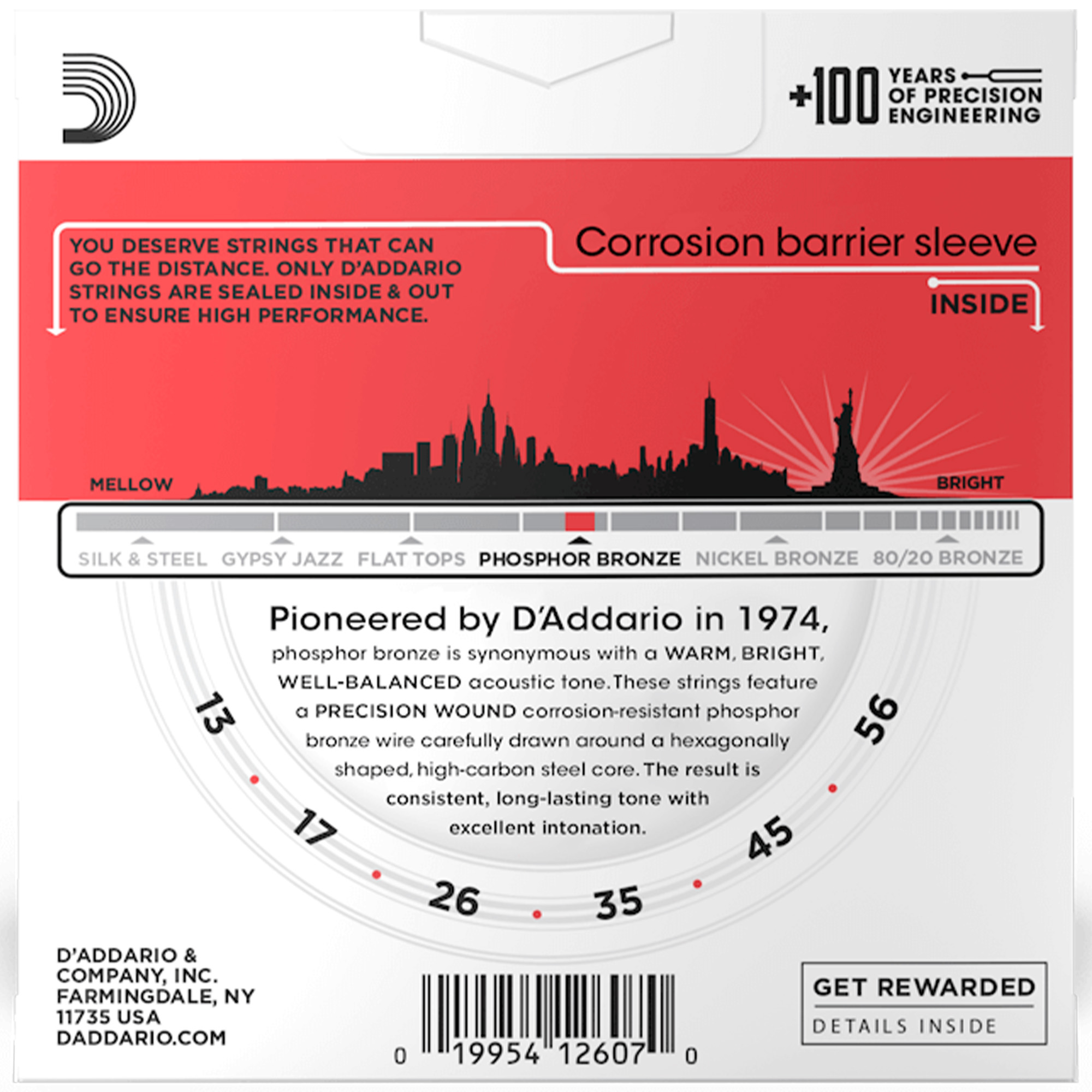 D'Addario EJ17-10P Phosphor Bronze Acoustic Guitar String Medium - 13-56 - 10 Packs