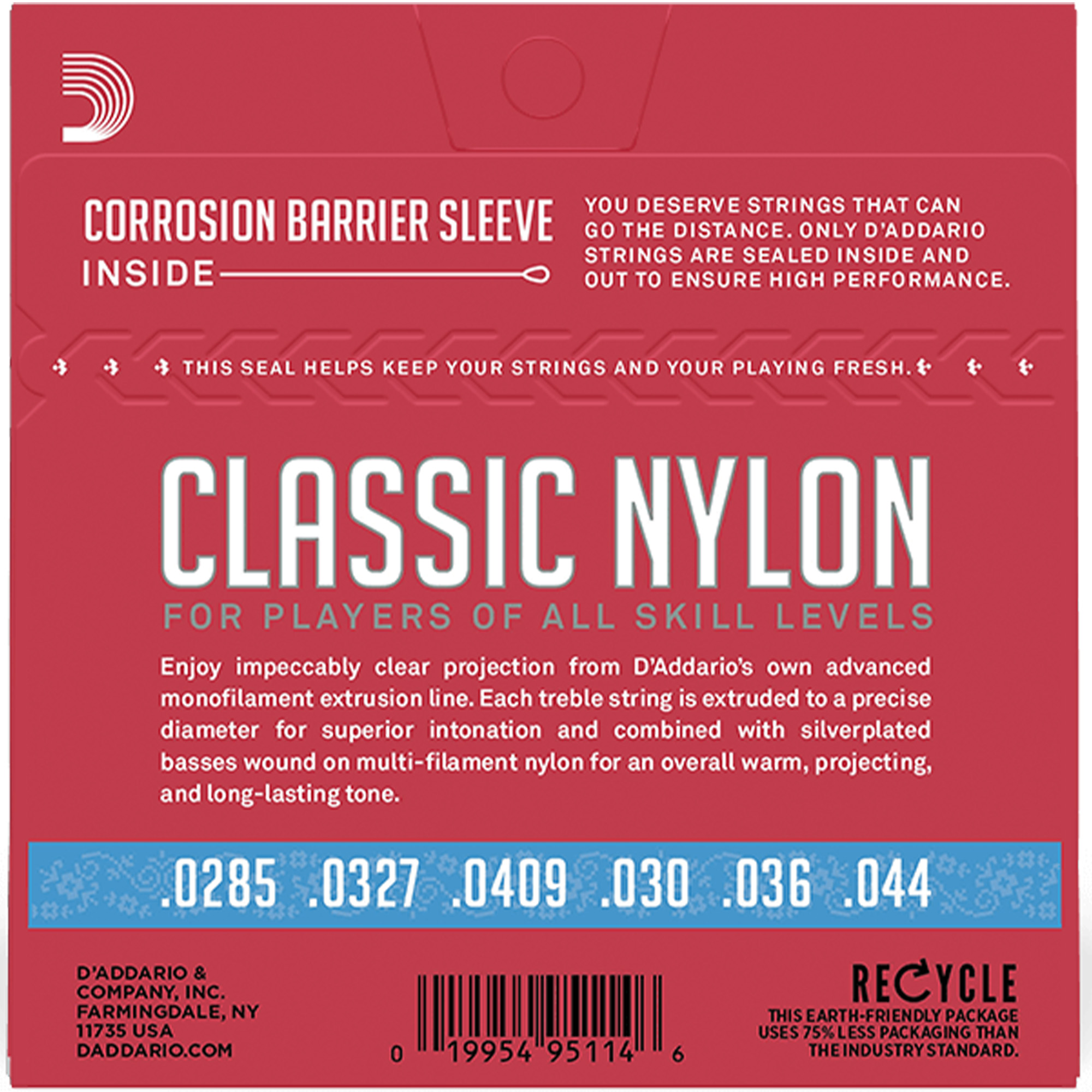 D'Addario EJ27H Nylon Student Classical Guitar String - Hard Tension