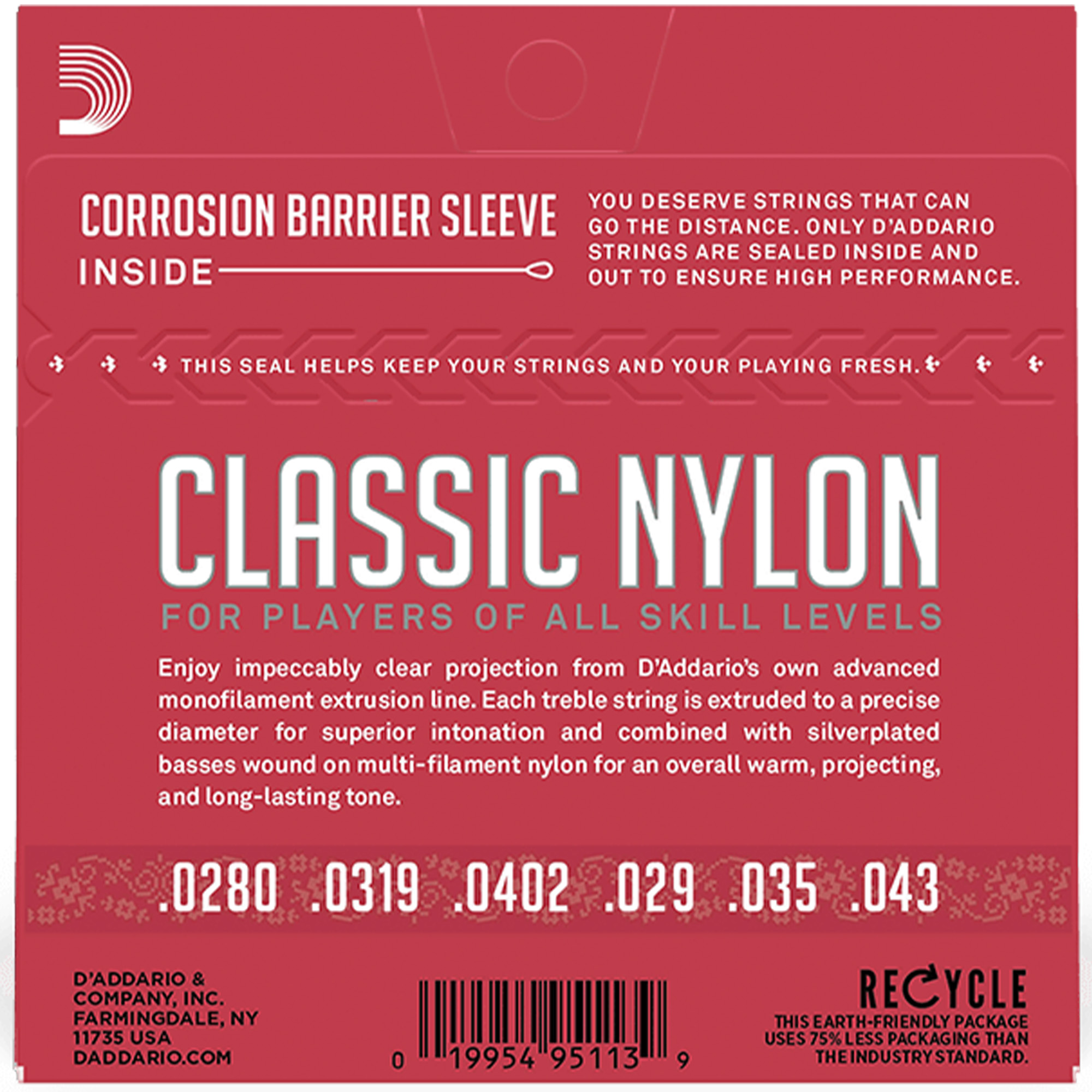 D'Addario EJ27N Nylon Student Classical Guitar String - Normal Tension