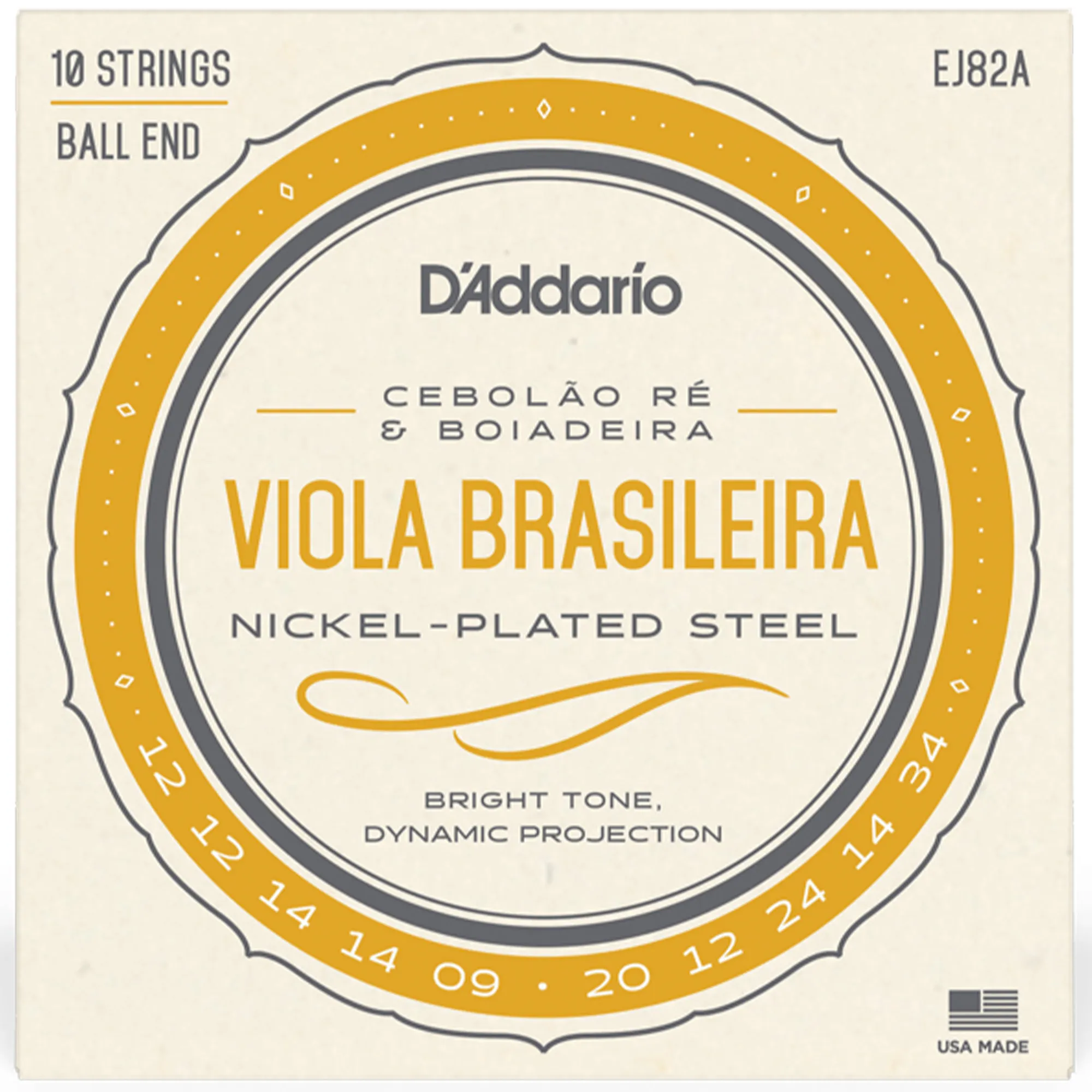 D'Addario EJ82A Viola Brasileira string Cebolão Re and Boiadeira Tunings