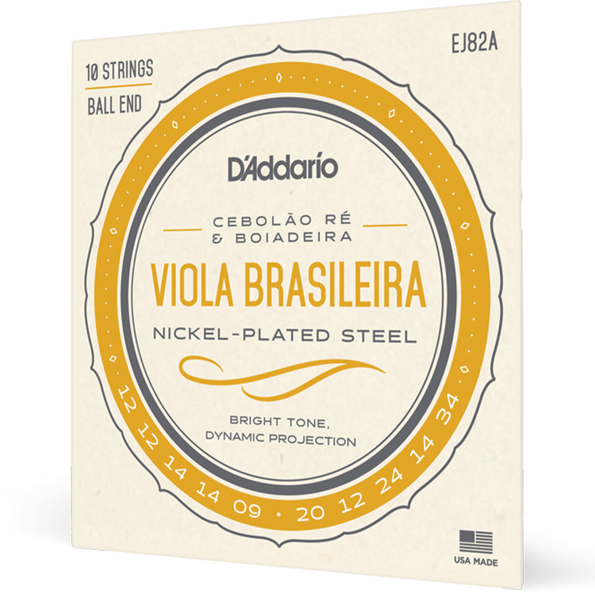 D'Addario EJ82A Viola Brasileira string Cebolão Re and Boiadeira Tunings