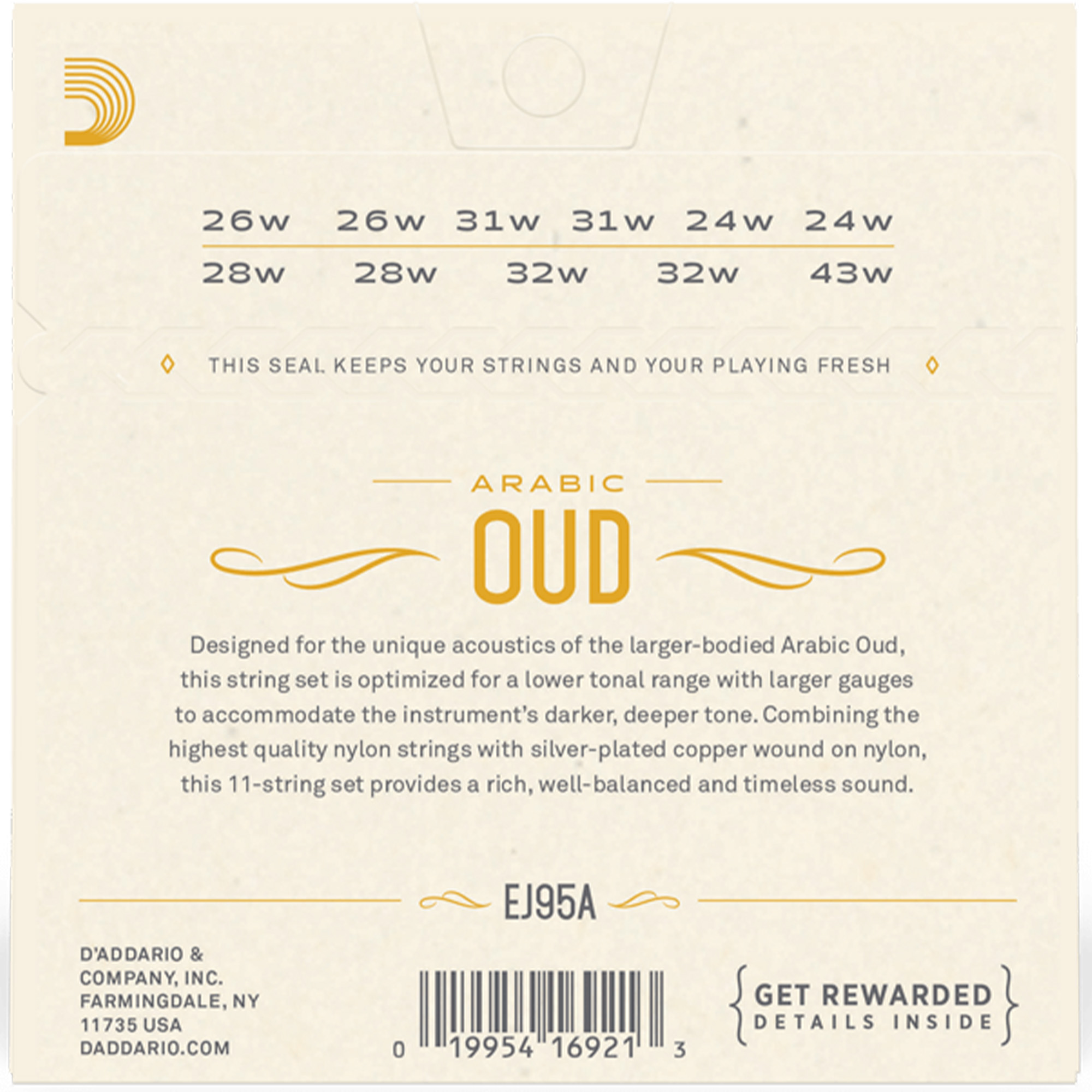 D'Addario EJ95A Arabic Oud Strings 11-String Set - Normal Tension