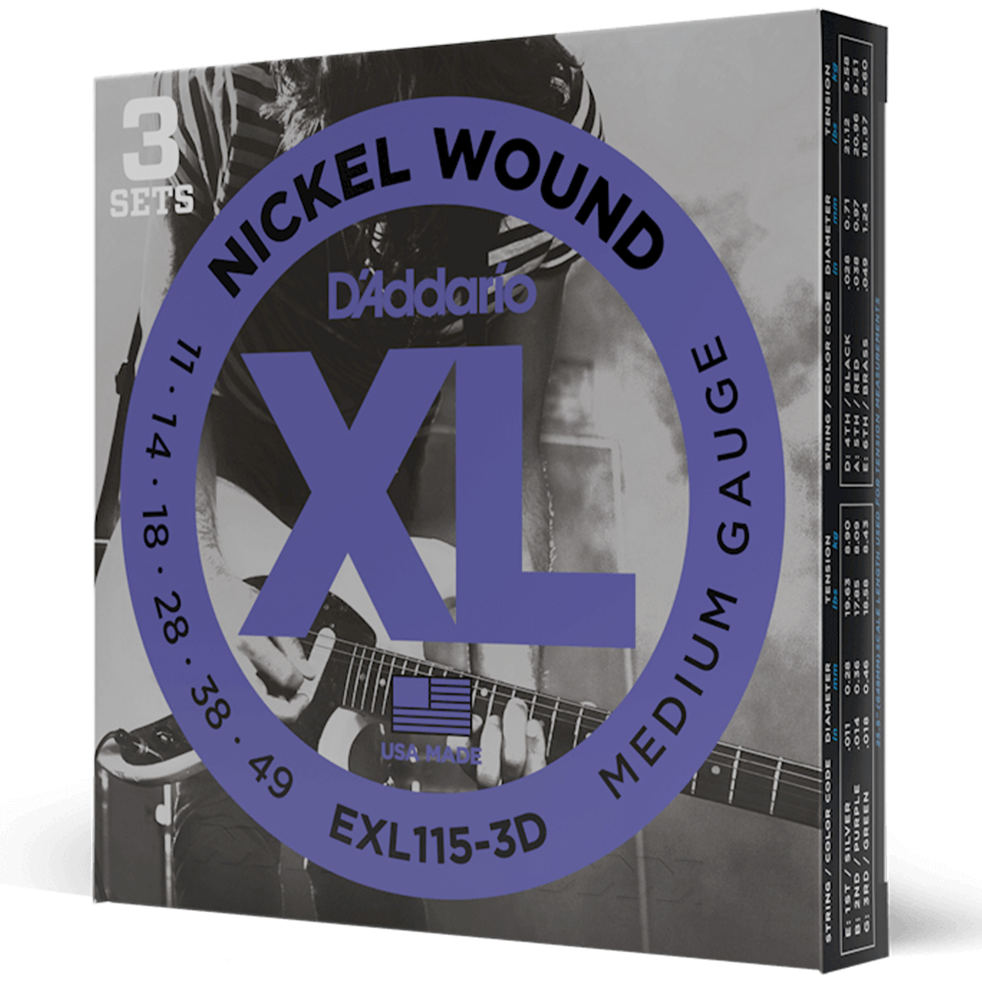 D'Addario EXL115 Nickel Wound Electric Guitar Strings Medium - 11-49