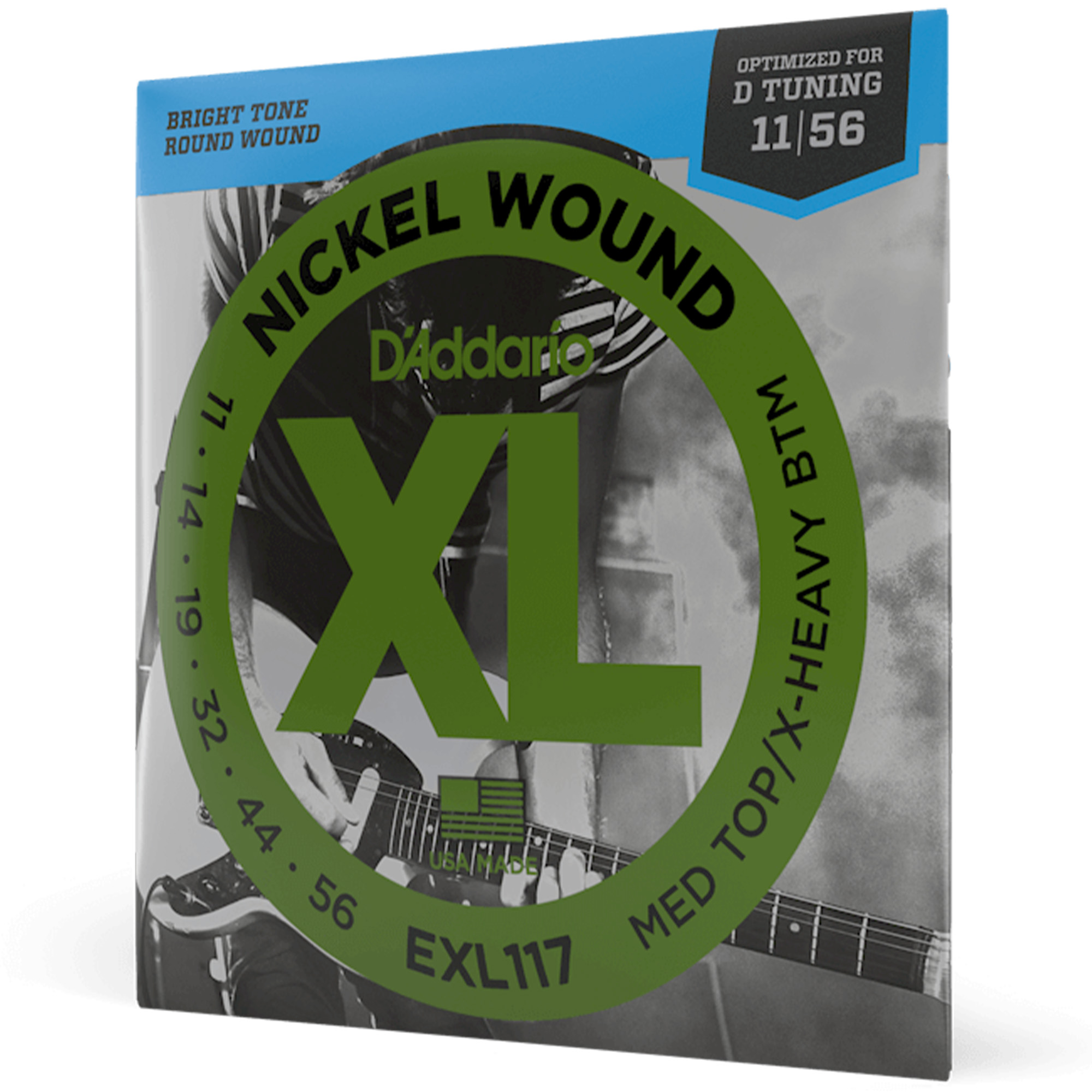 D'Addario EXL117 Nickel Wound Electric String Medium Top/Extra-Heavy Bottom - 11-56