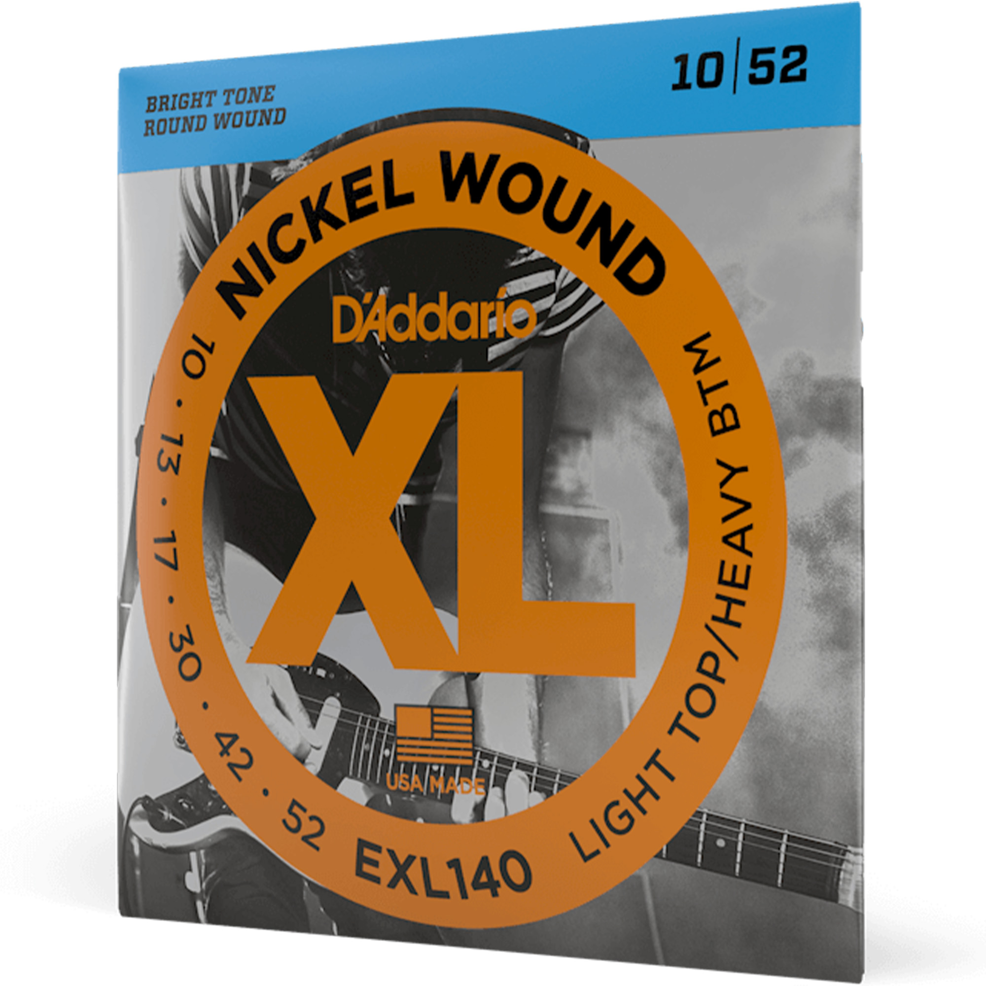 D'Addario EXL140 Nickel Wound Light Top/Heavy Bottom Electric Guitar -10-52