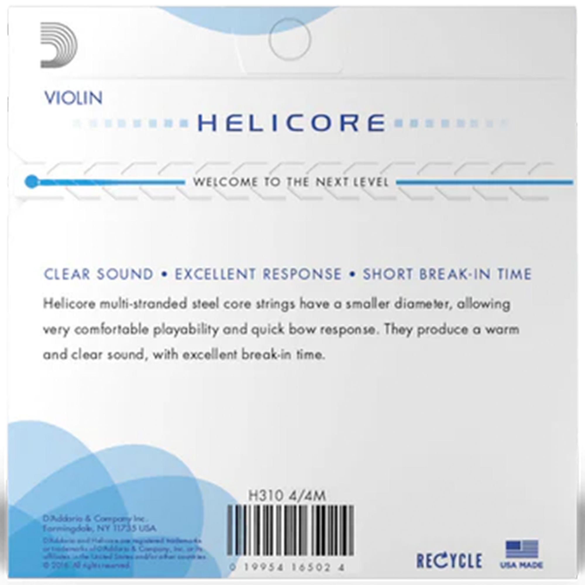 D'Addario H310 4/4M Helicore Violin String Set - Medium Tension