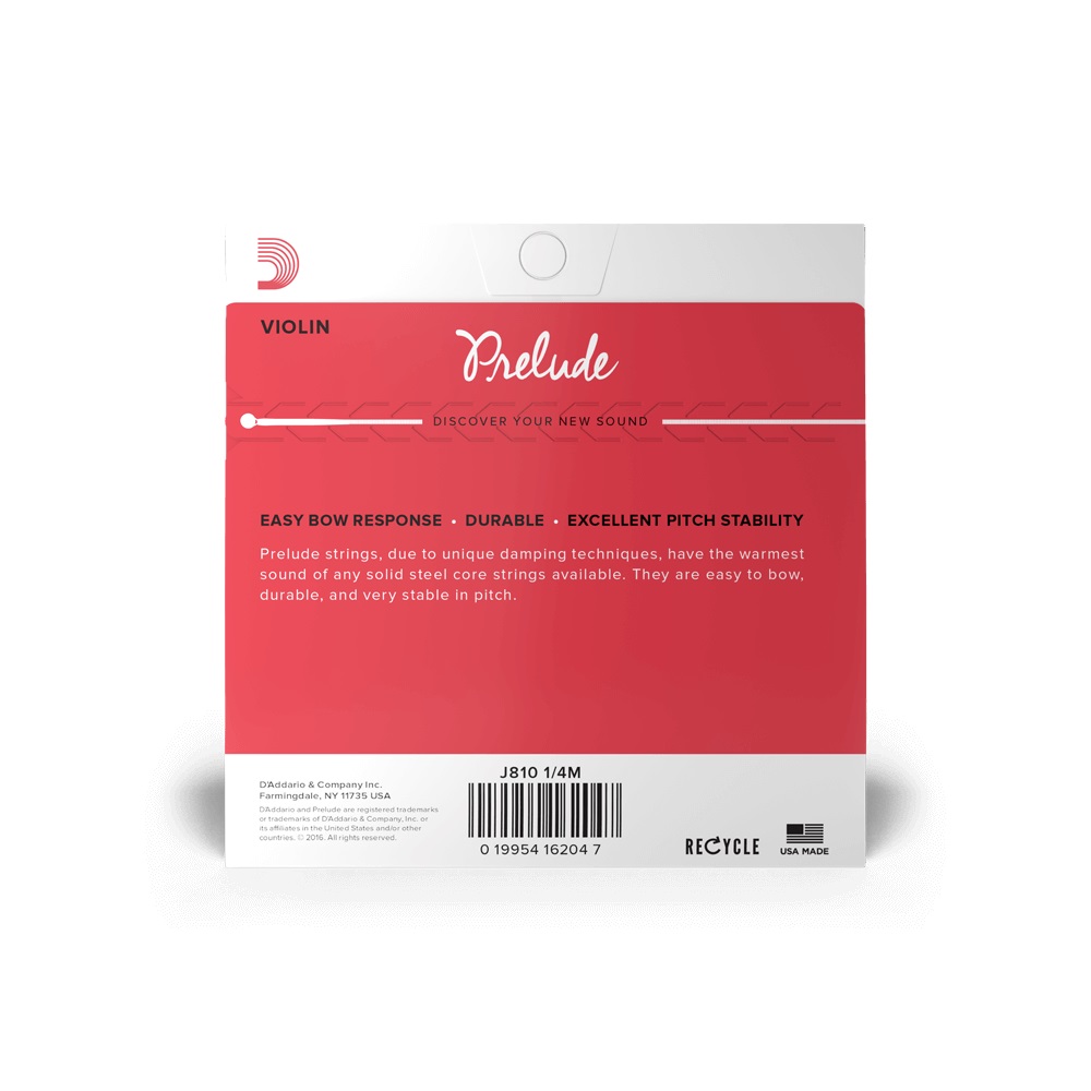 D'Addario J810 1/4M Prelude Violin String - 1/4 Scale - Medium Tension