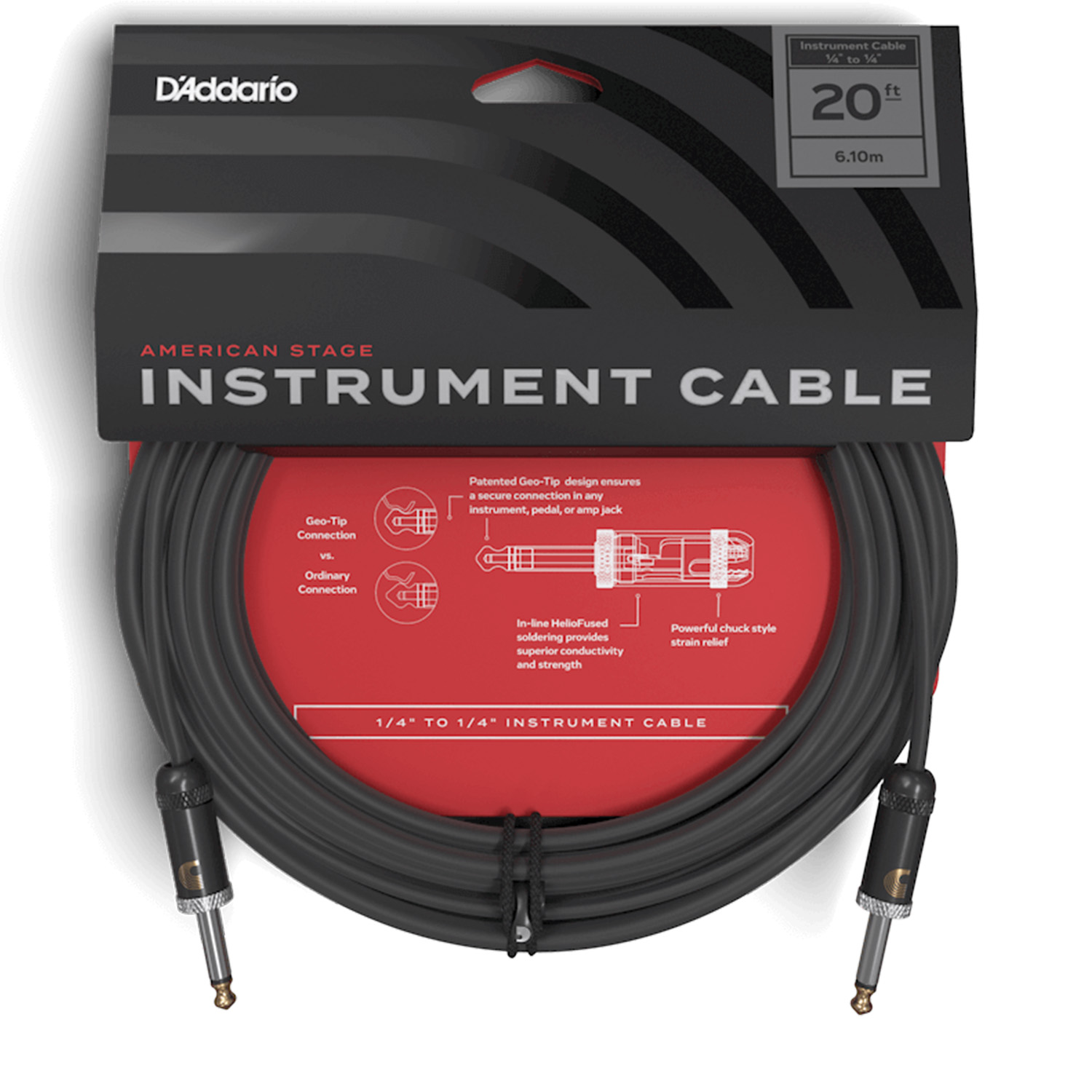 D'Addario PW-AMSG-20 American Stage Series cables Straight - Straight - 20 ft / 6 Meters