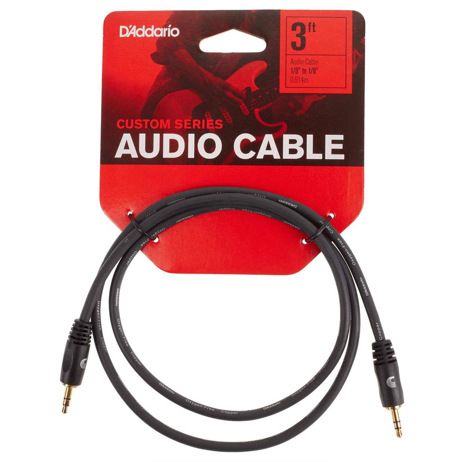 D'Addario PW-MC-03 1/8 Inch to 1/8 Inch Stereo Cable - 3 ft - 1 Meter