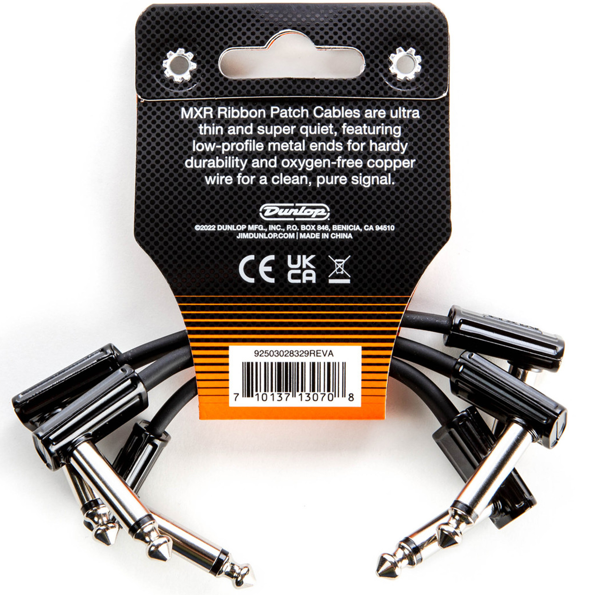 Jim Dunlop 3PDCPR03 Right Angle to Right Angle Ribbon Pedalboard Patch Cable - 3 inch (3-pack)
