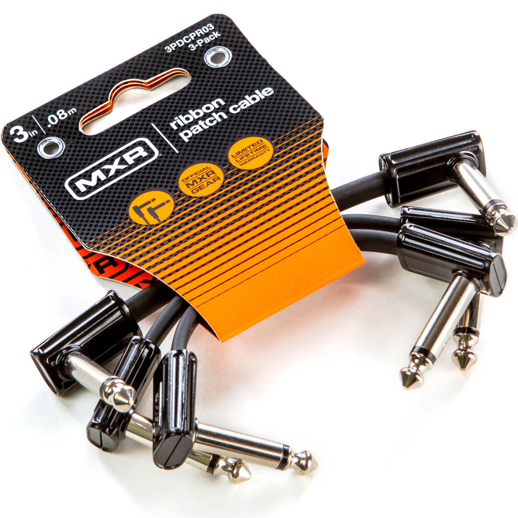 Jim Dunlop 3PDCPR03 Right Angle to Right Angle Ribbon Pedalboard Patch Cable - 3 inch (3-pack)