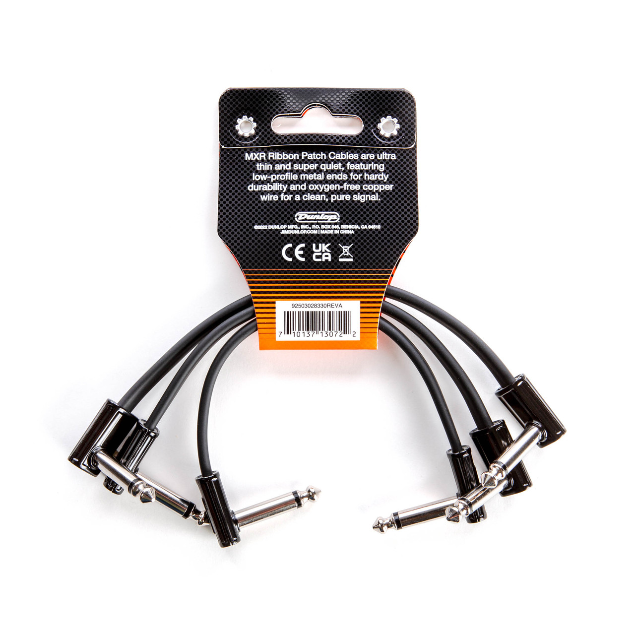 Jim Dunlop 3PDCPR06 MXR 6 inch Right Angle to Right Angle Ribbon Pedalboard Patch Cable - 3 Pieces