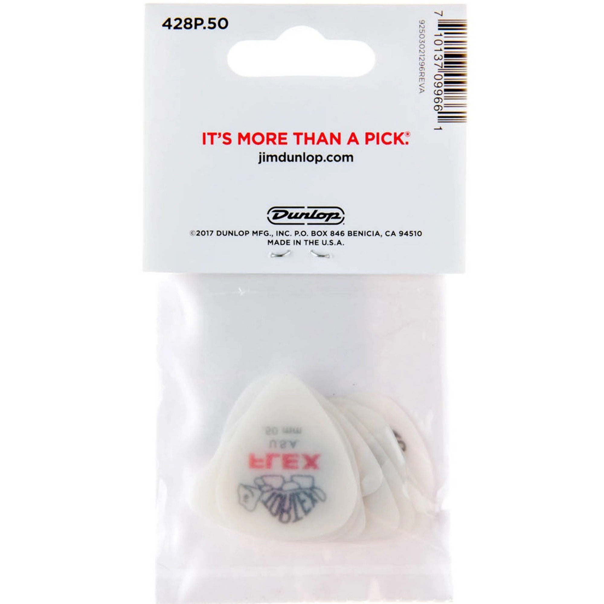 Jim Dunlop 428P.50 Tortex® Flex Standard Guitar Picks .50mm - 12 Picks