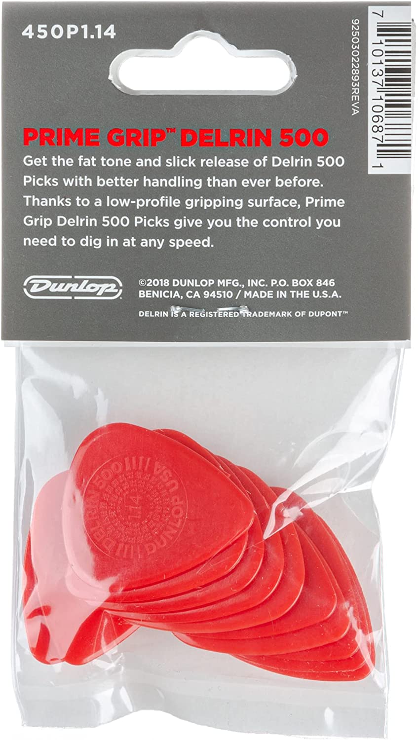 Jim Dunlop 450P1.14 Primegrip® Delrin 500 Pick 1.14MM - 12 Picks