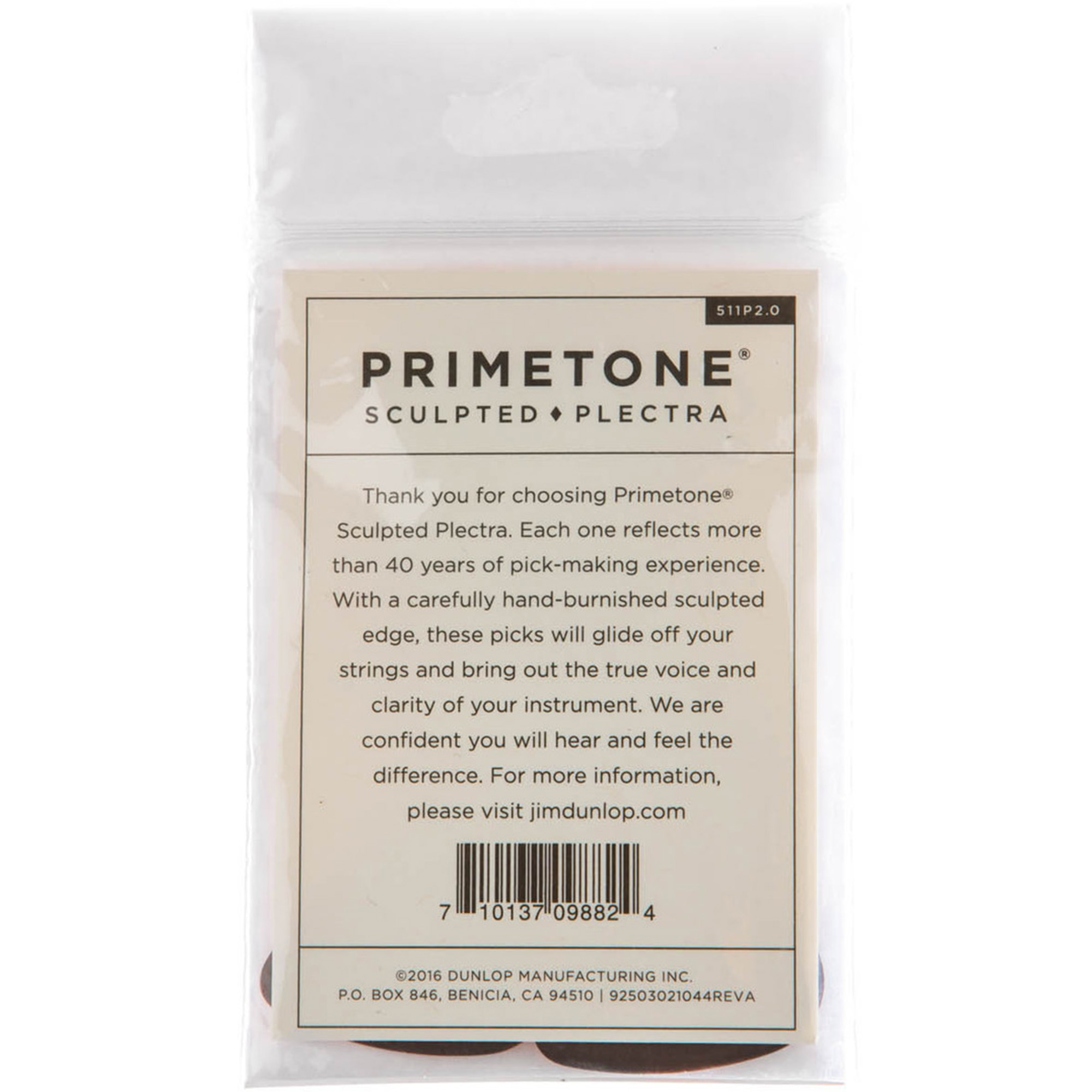 Jim Dunlop 511P2.0 Primetone Standard Smooth Pick 2.0mm - 3 Picks