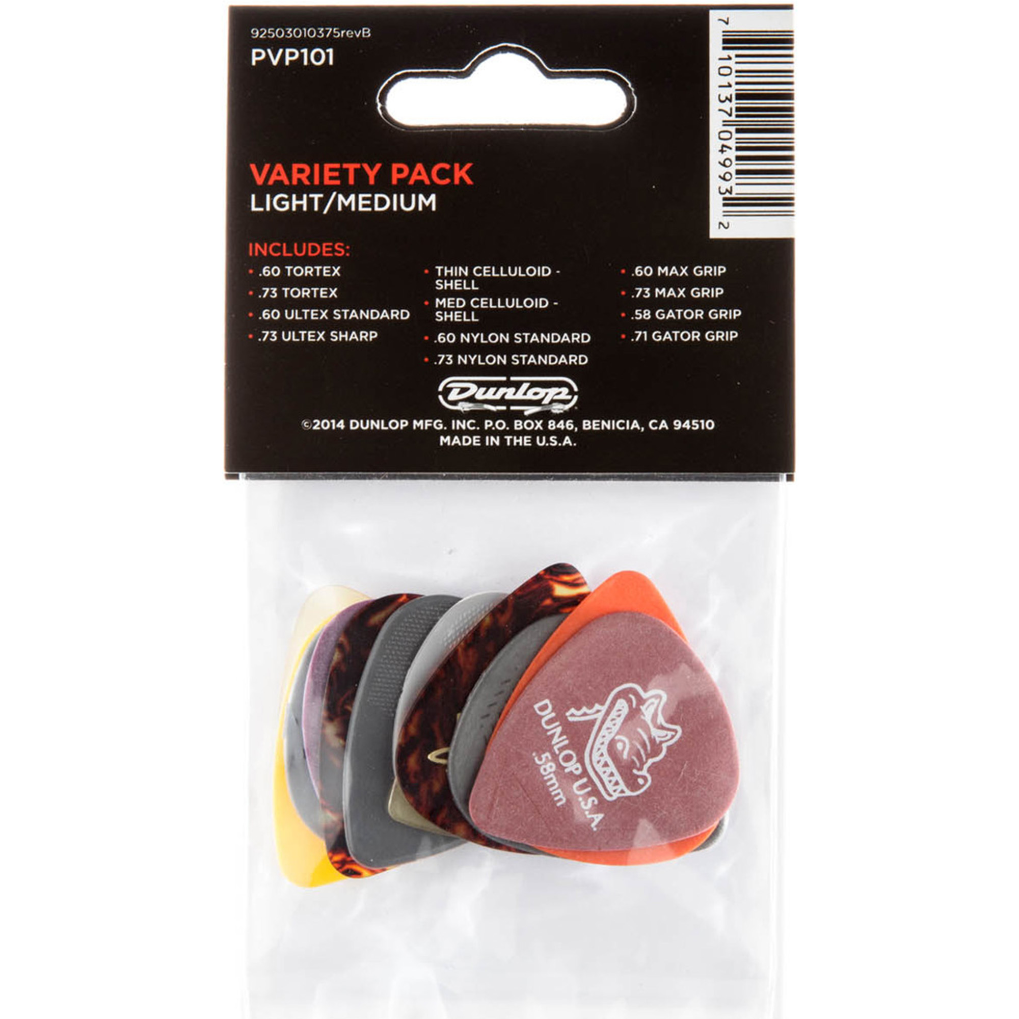 Jim Dunlop PVP101 Pick Variety Pack - Light/Medium - 12 Picks