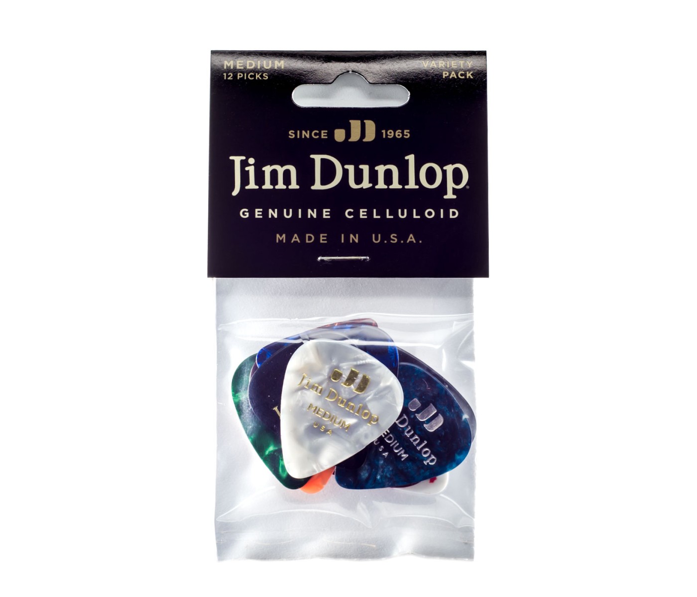 Jim Dunlop PVP106 Celluloid Picks Variety Pack - Medium Gauge - 12 Picks