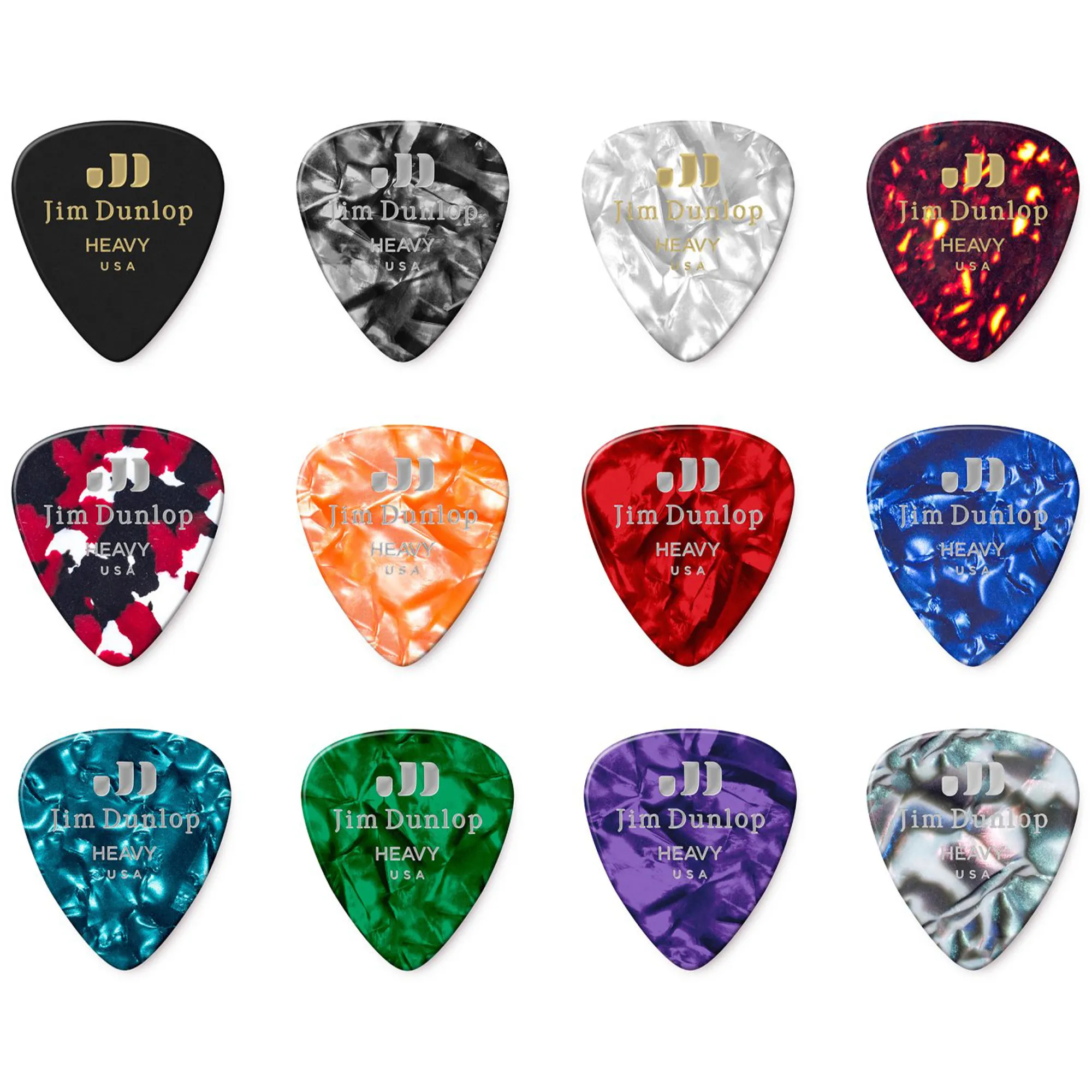 Jim Dunlop PVP107 Celluloid Picks Variety Pack - Heavy Gauge - 12 Picks