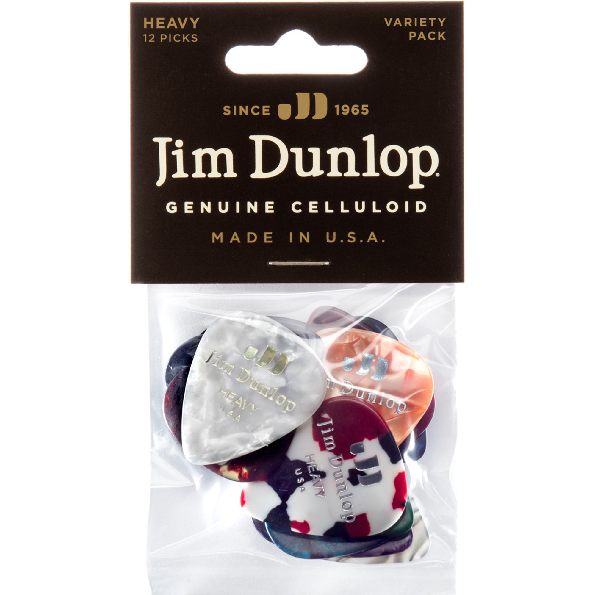 Jim Dunlop PVP107 Celluloid Picks Variety Pack - Heavy Gauge - 12 Picks