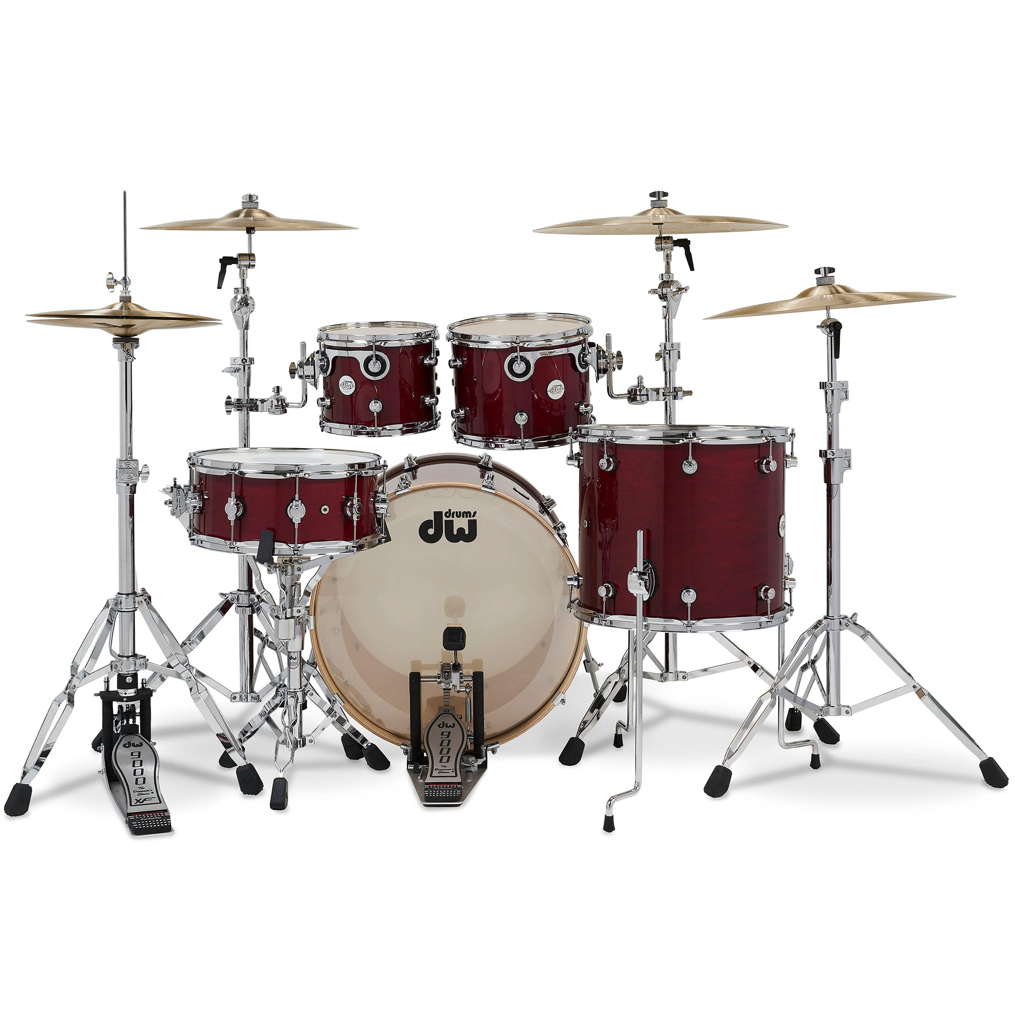 DW Drums Design Series 5 Piece Shell Pack Excluding Hardware and Cymbals - Cherry Stain