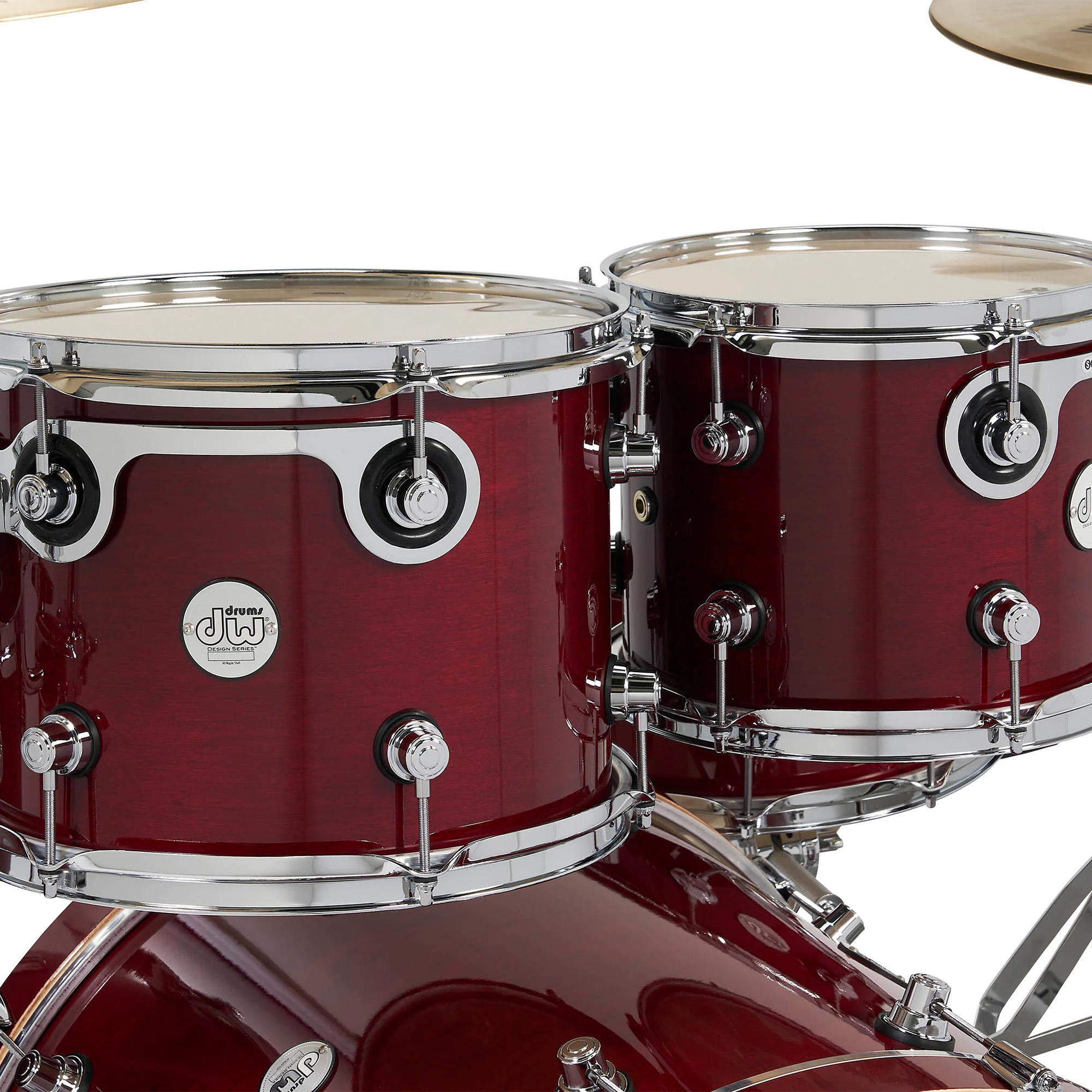 DW Drums Design Series 5 Piece Shell Pack Excluding Hardware and Cymbals - Cherry Stain