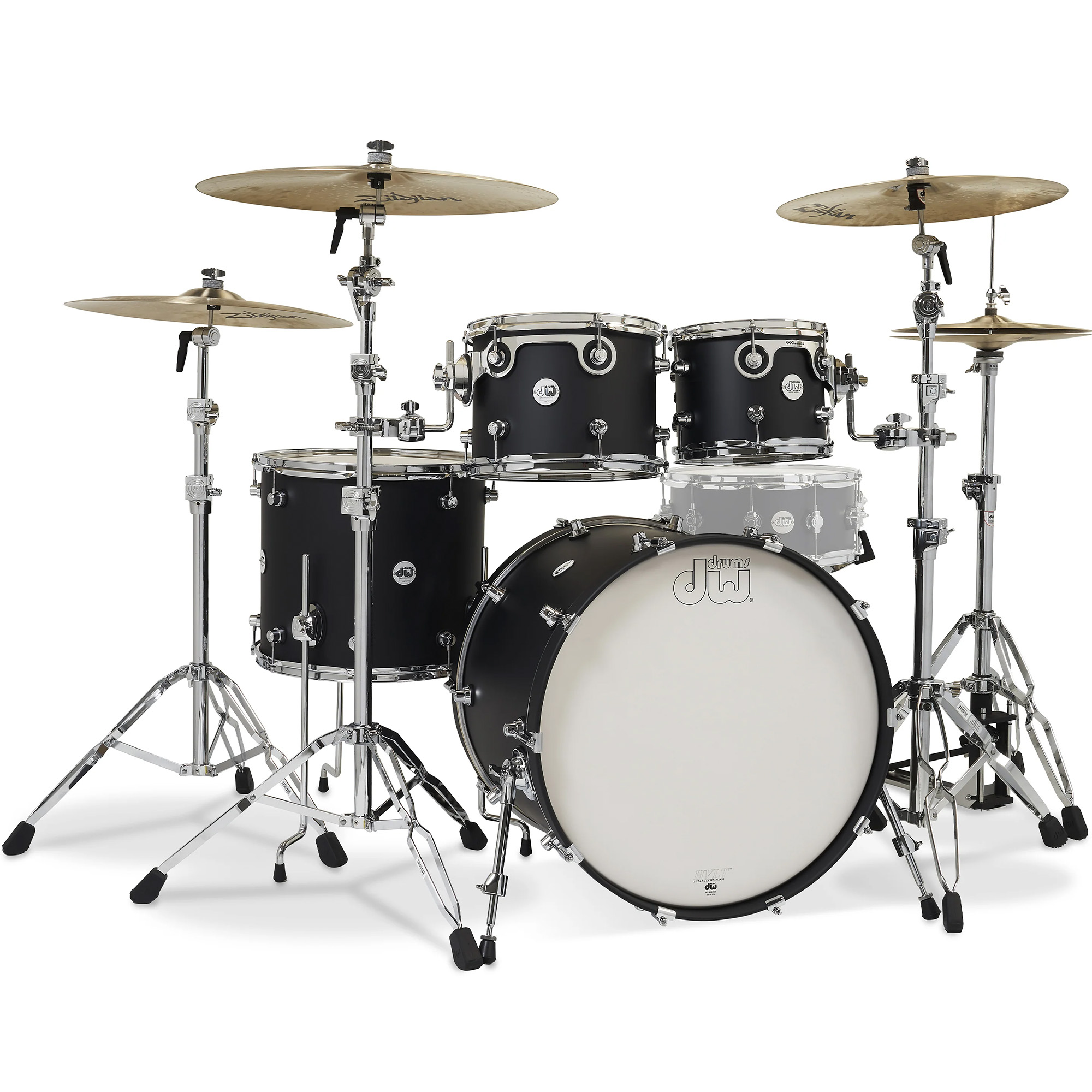 DW Drums Design Series 5 Piece Shell Pack Excluding Hardware and Cymbals - Satin Black