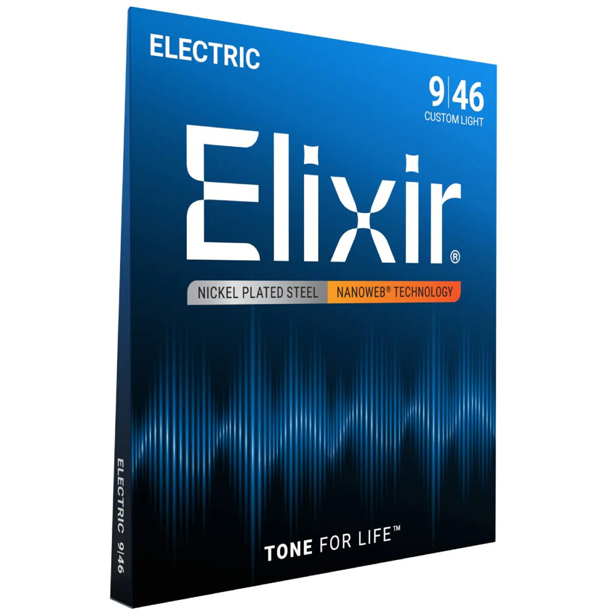 Elixir Strings 12027 Electric Guitar Strings Nanoweb Custom Light - .009-.046