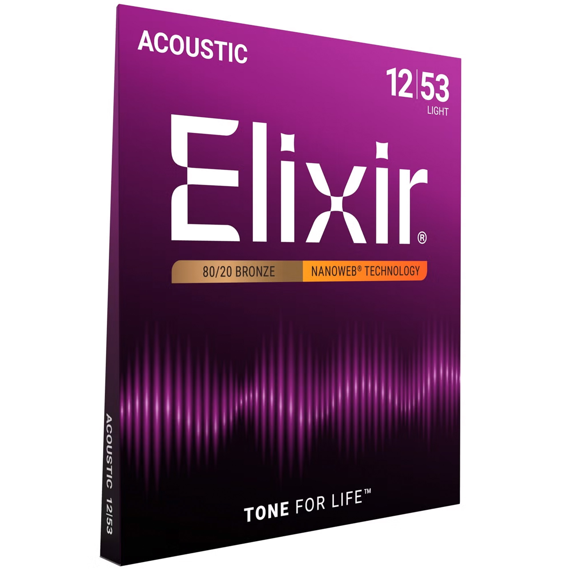 Elixir Strings 11052 80/20 Acoustic Guitar Strings Nanoweb Light - .012-.053