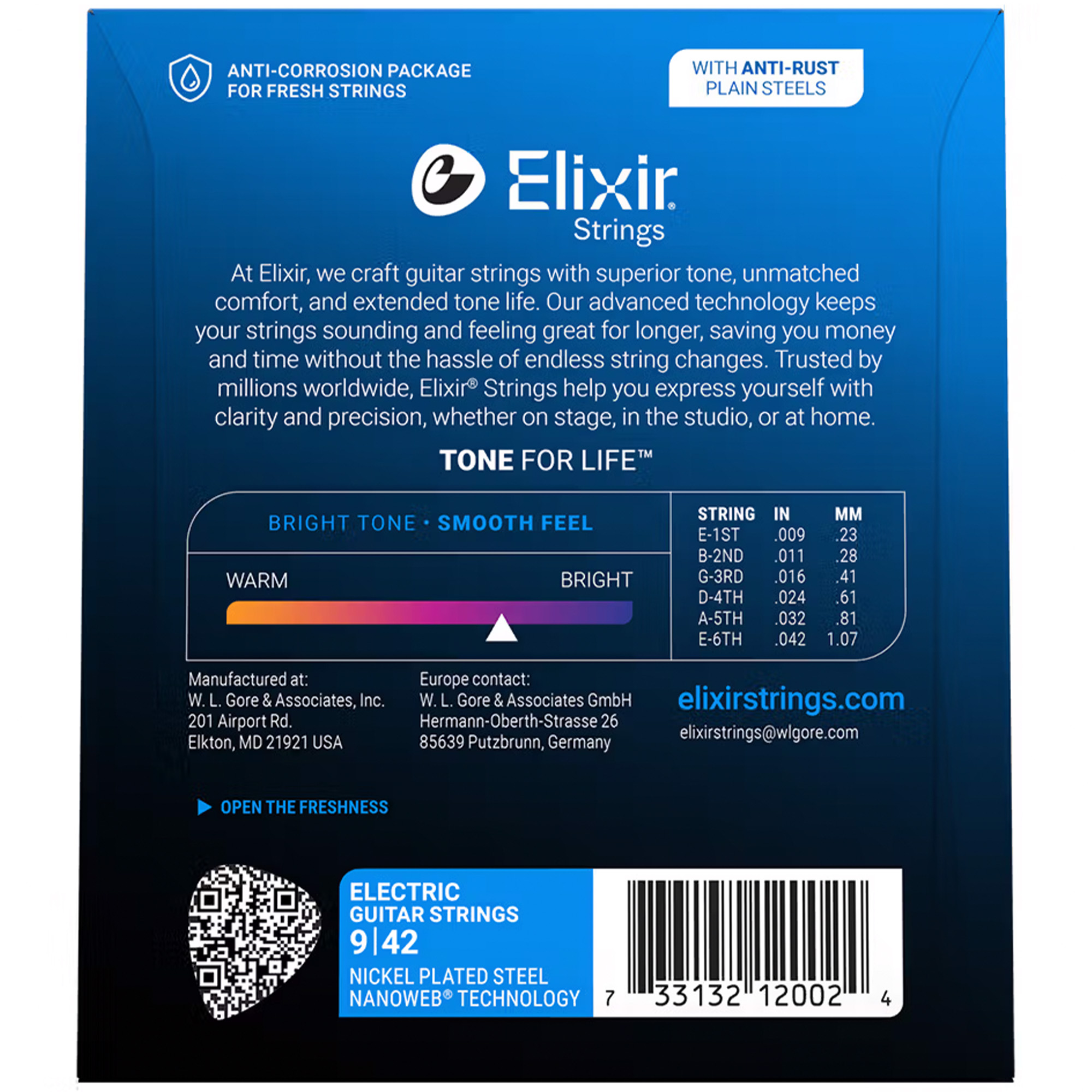 Elixir Strings 12002 Electric Guitar Strings Nanoweb Super Light - .009-.042