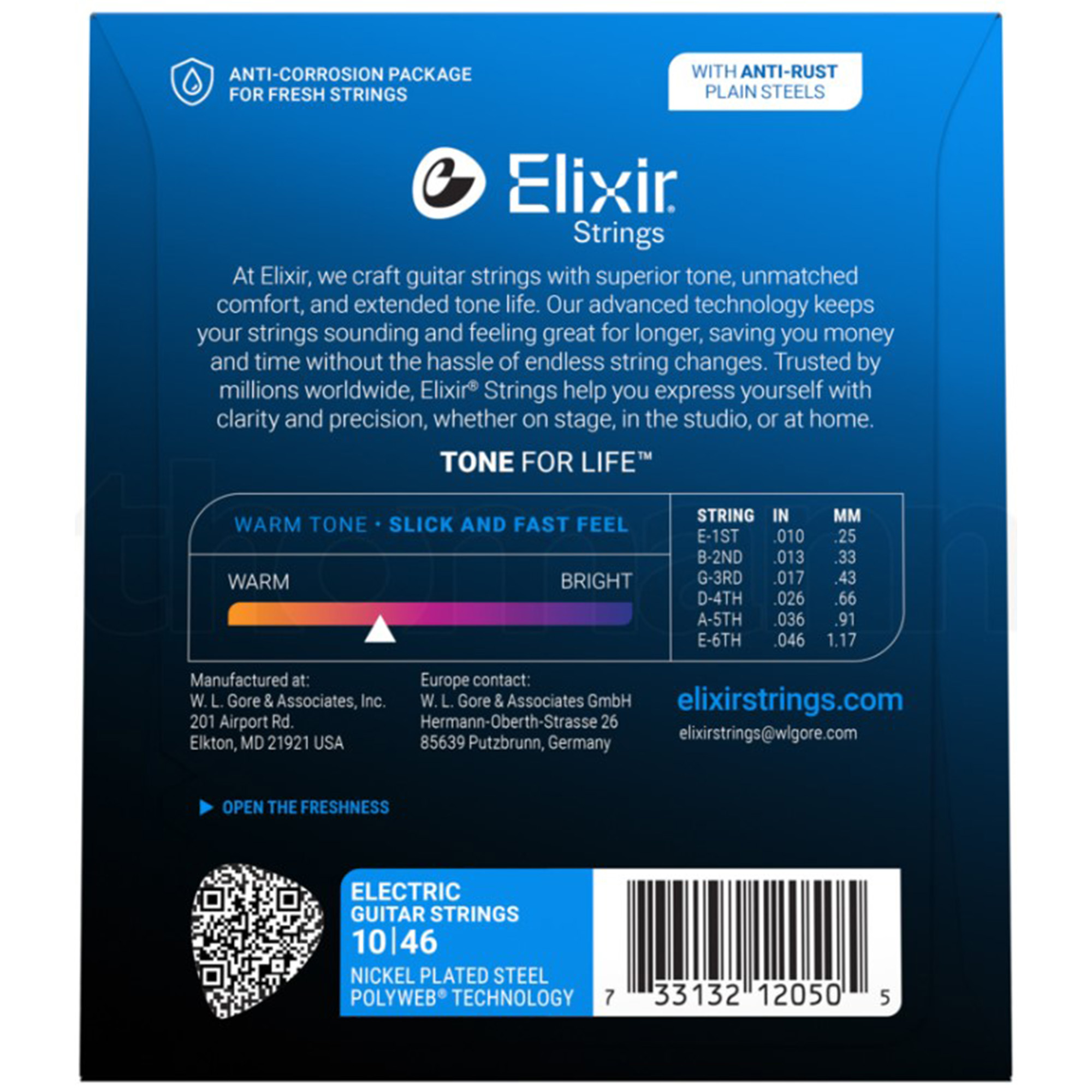 Elixir Strings 12050 Electric Guitar Strings Polyweb Light - .010-.046