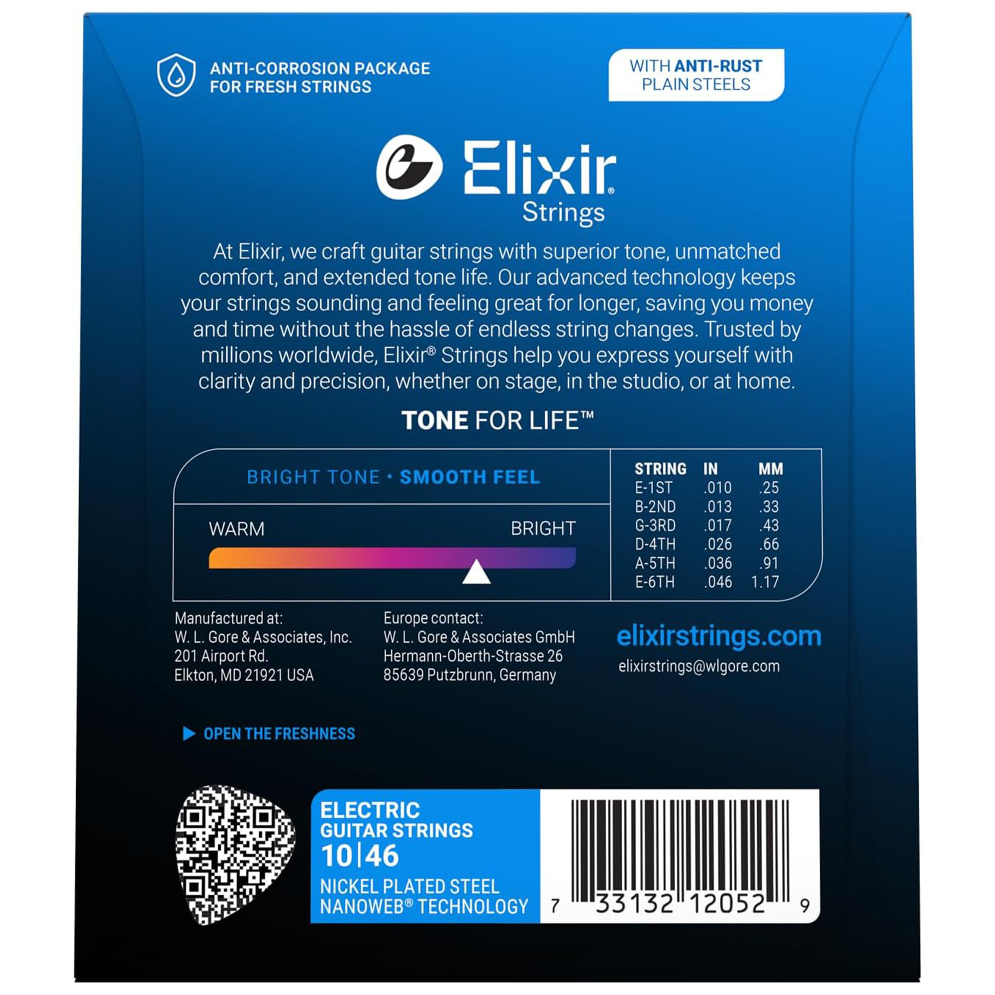 Elixir Strings 12052 Electric Guitar Strings Nanoweb Light - .010-.046