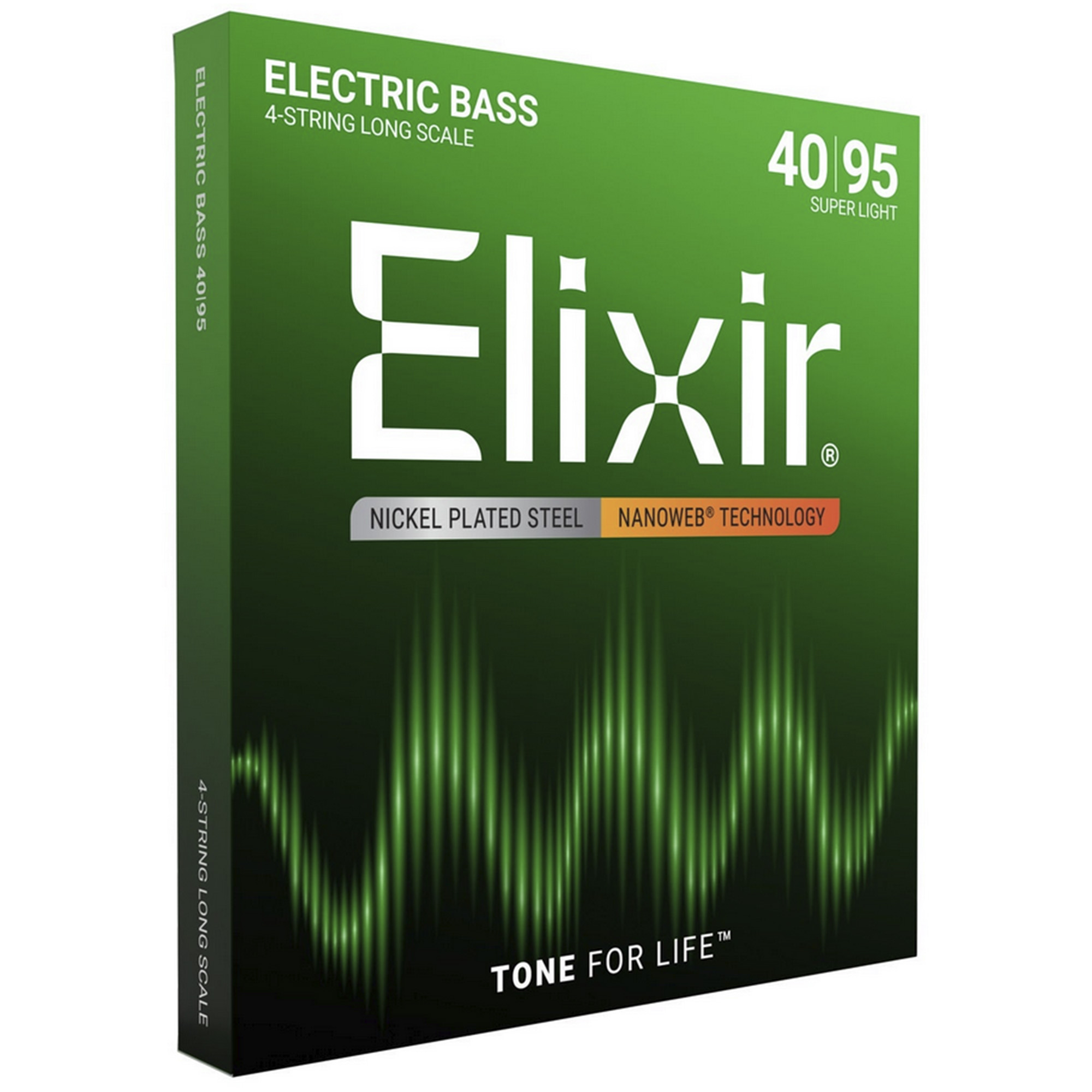 Elixir Strings 14002 Electric Bass Guitar Long Scale 4-String Nanoweb Super Light - .040-.095