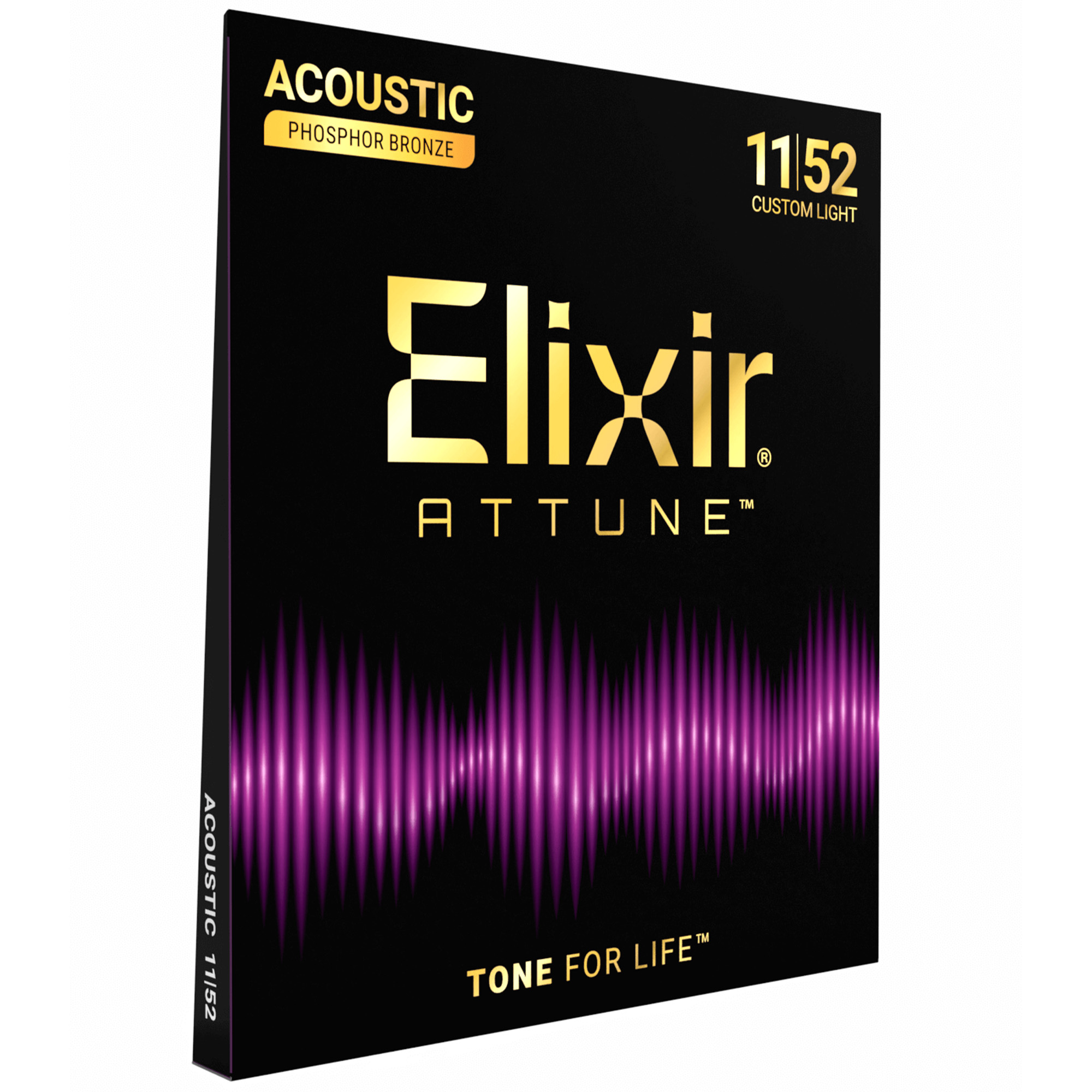 Elixir Strings 21027 Attune Phosphor Bronze Acoustic Guitar Strings Custom Light - .011-.052