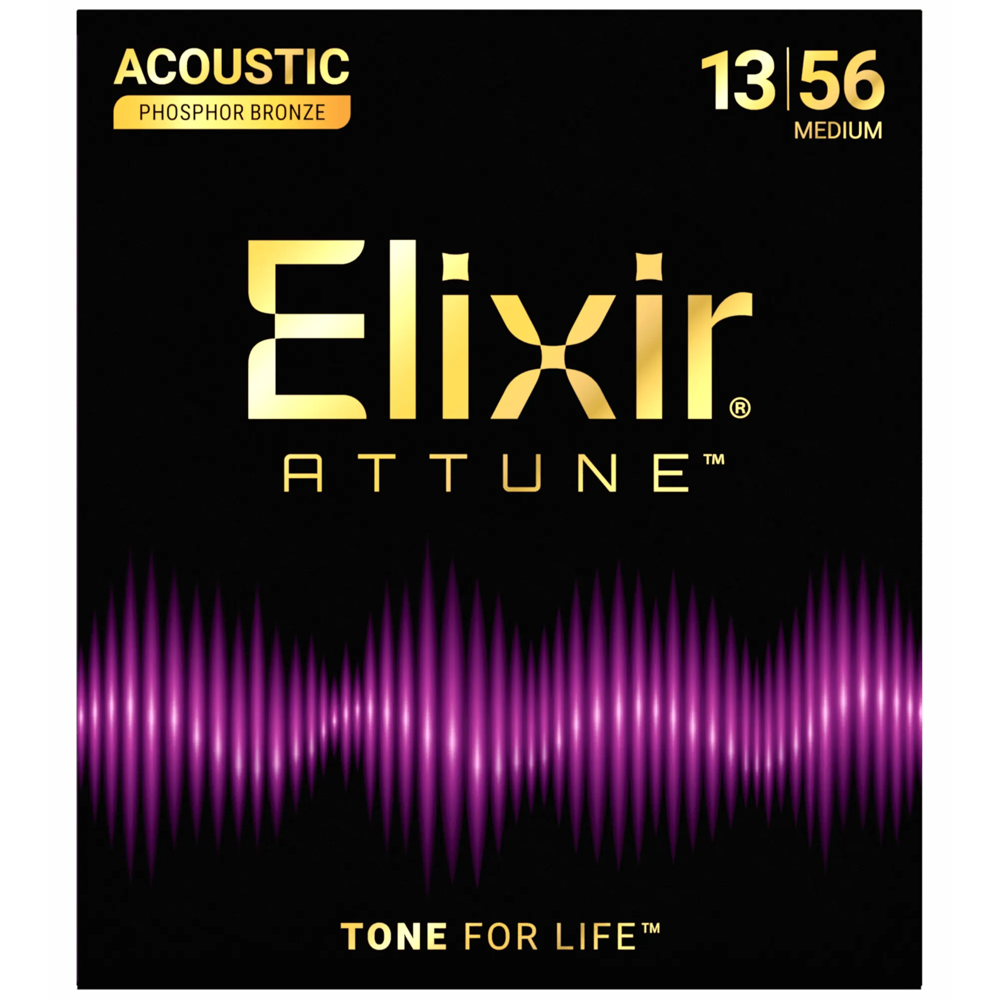 Elixir Strings 21102 Attune Phosphor Bronze Acoustic Guitar Strings Medium - .013-.056