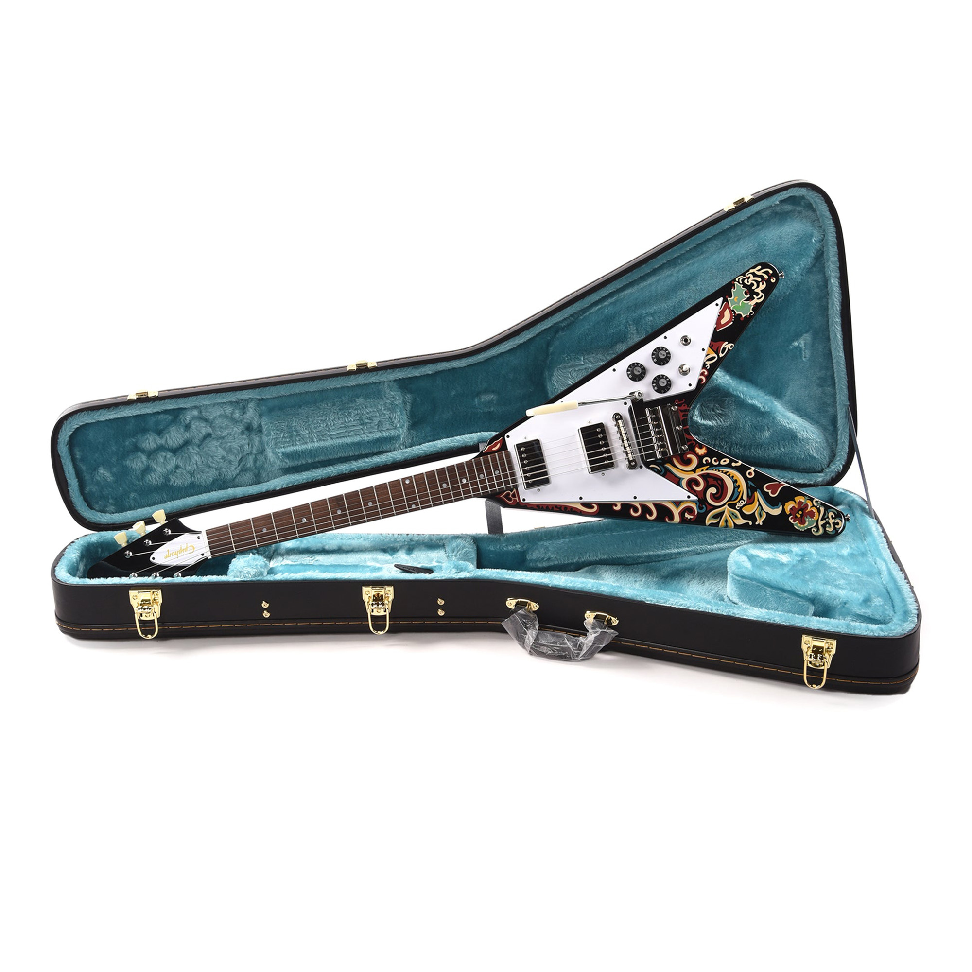 Epiphone Artist Jimi Hendrix "Love Drops" Flying V Electric Guitar - Ebony