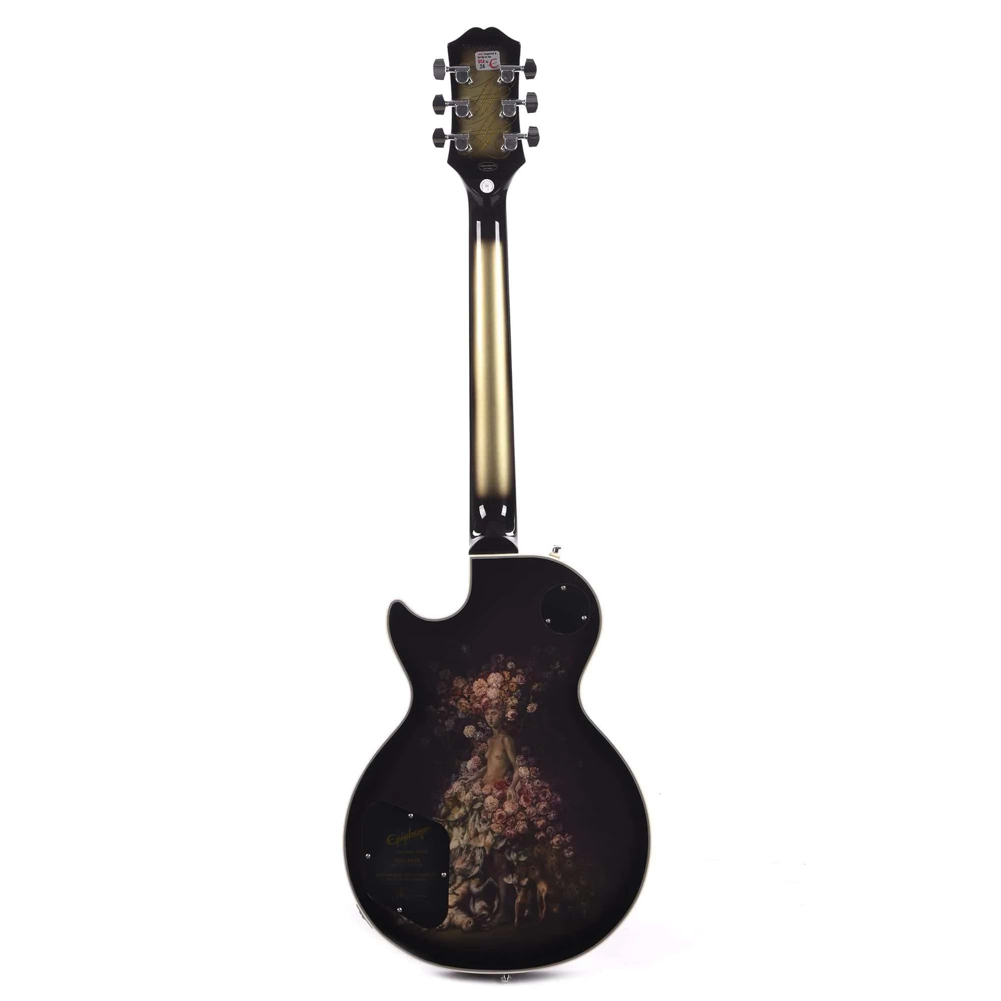 Epiphone Artist Adam Jones Les Paul Custom Art Collection Electric Guitar Julie Heffernan's "Not Dead Yet," - Antique Silverburst