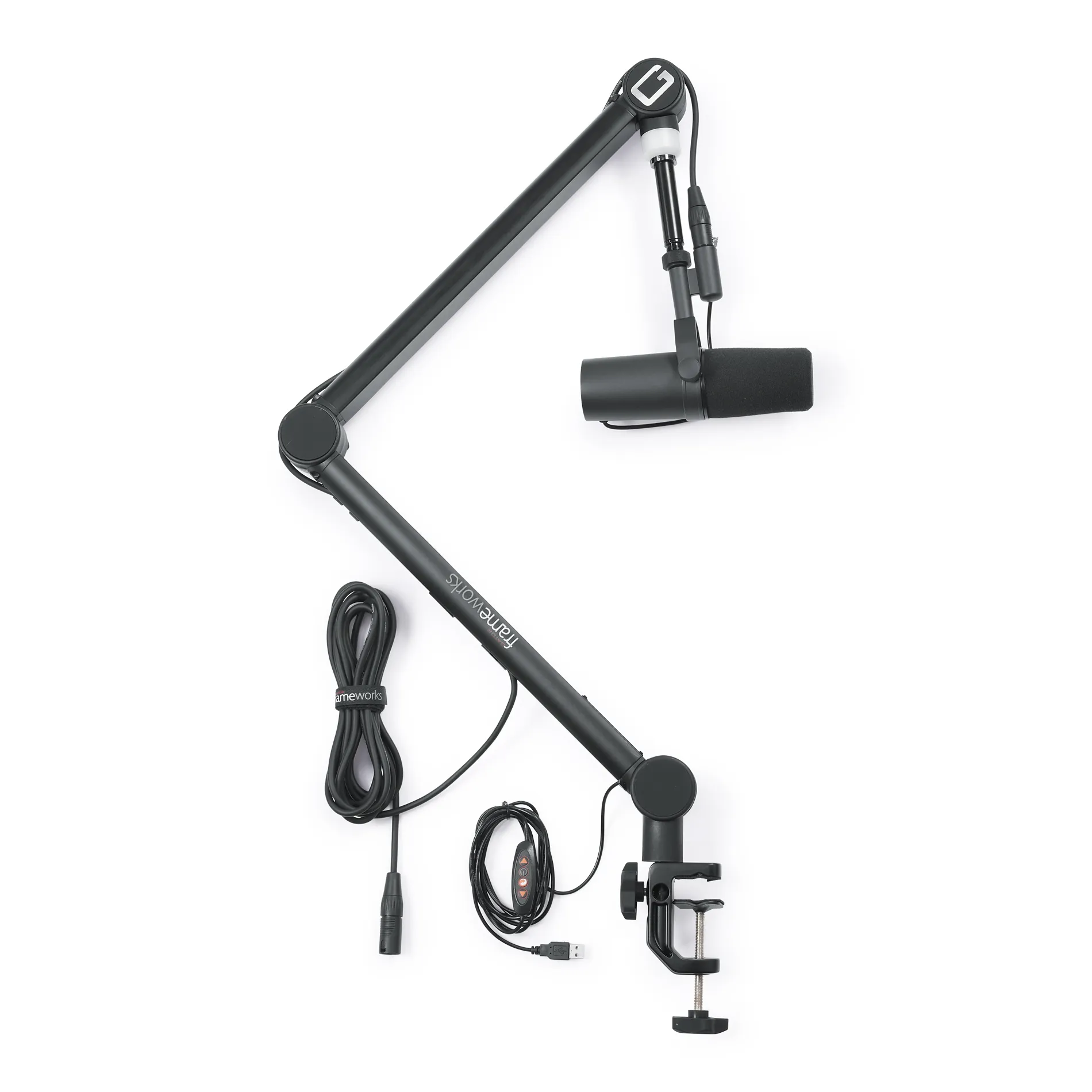 Gator GFWMICBCBM4000 Professional Desk Mounted Broadcast Microphone Boom Arm with Light