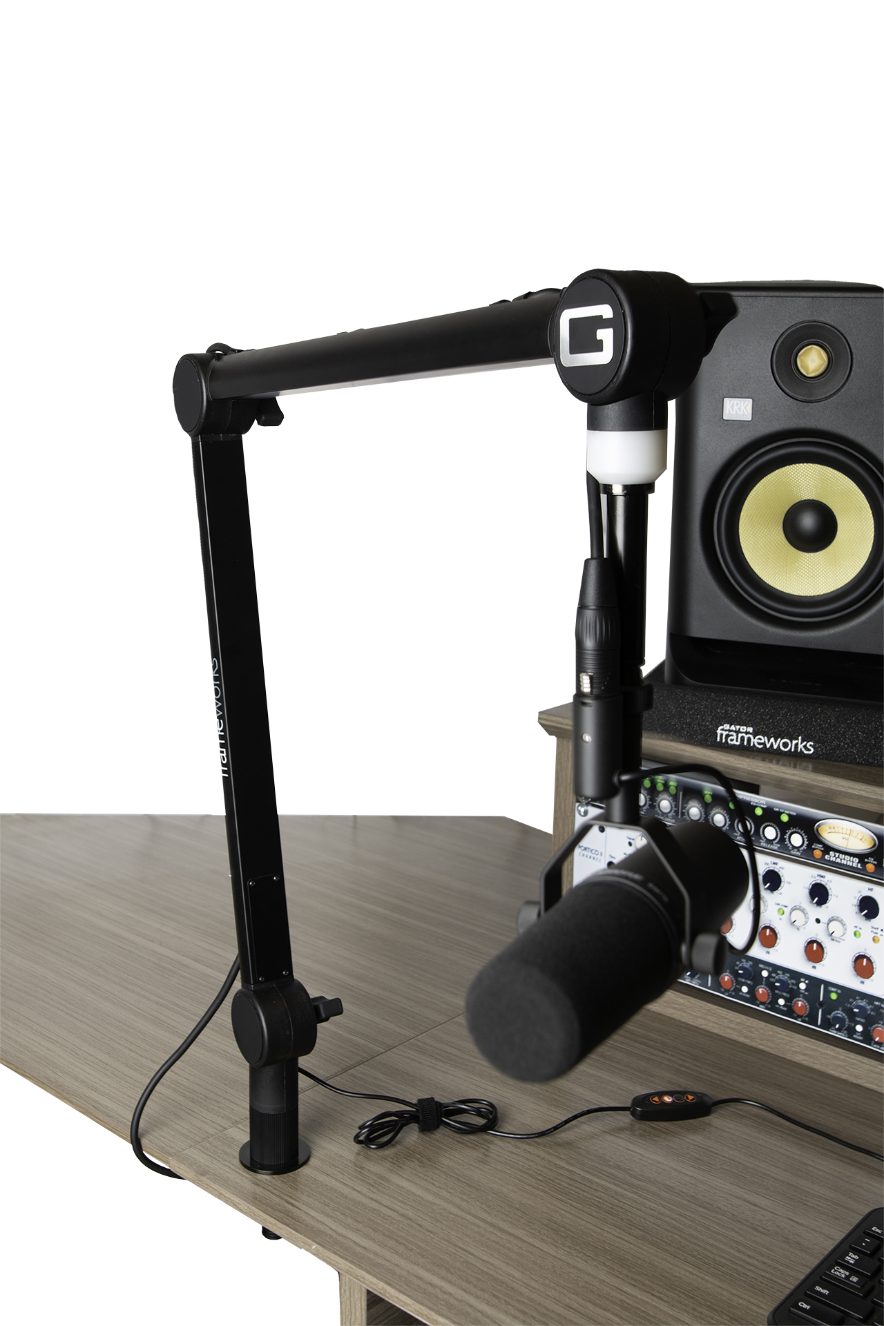 Gator GFWMICBCBM4000 Professional Desk Mounted Broadcast Microphone Boom Arm with Light