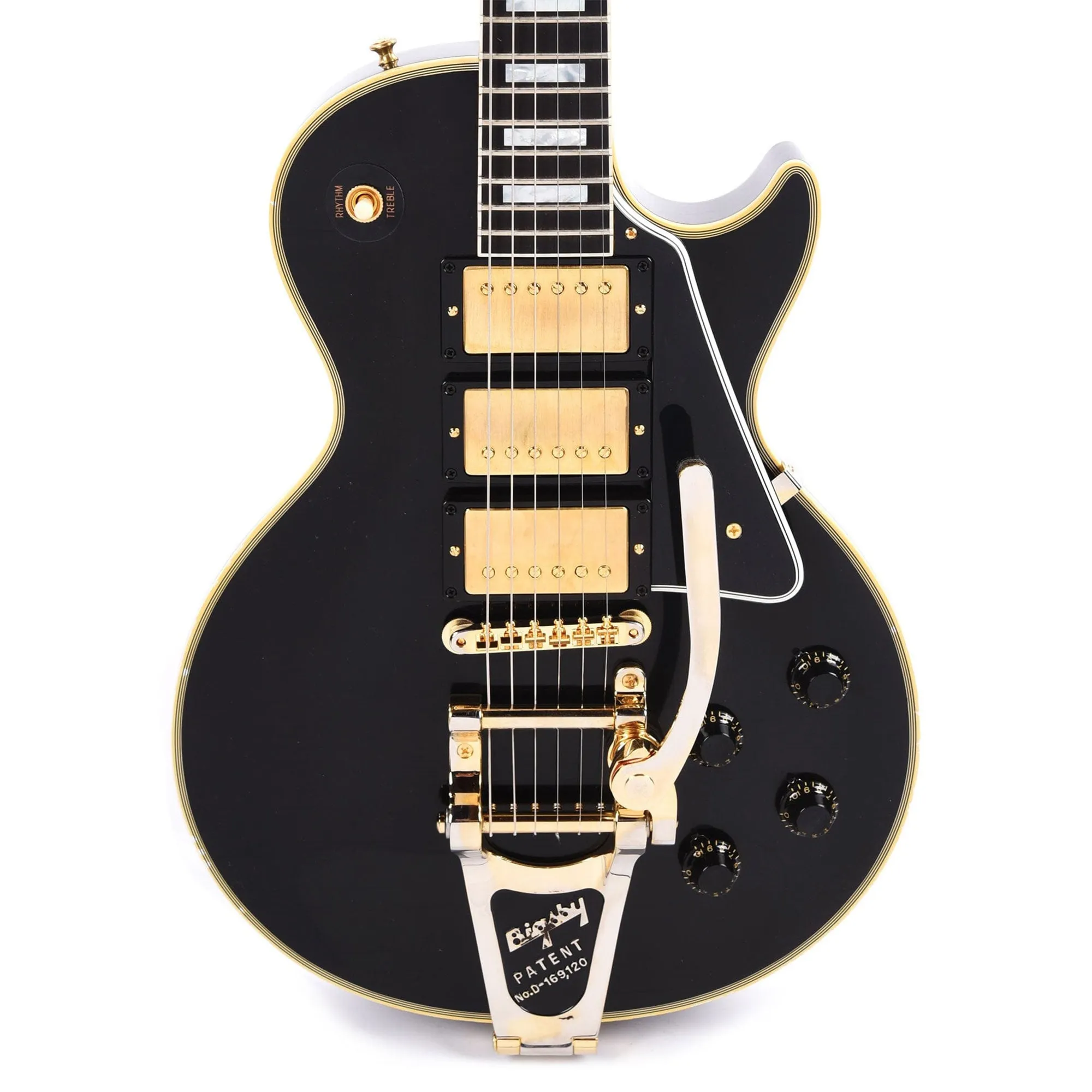 Gibson Custom Shop Murphy Lab 1957 Les Paul Custom 3-Pickup Bigsby Electric Guitar - Ebony Light Aged